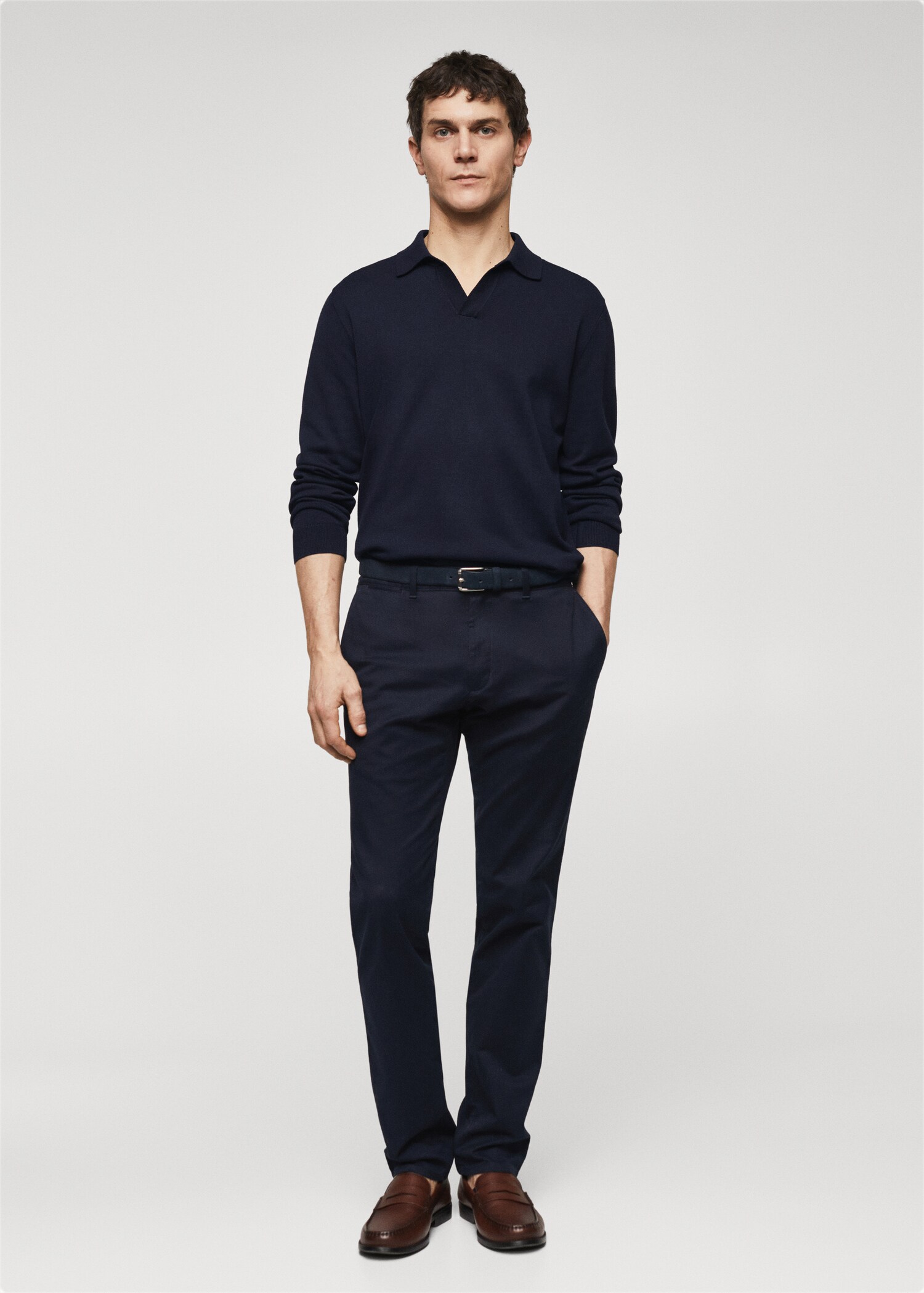 Long-sleeve knitted polo shirt - General plane