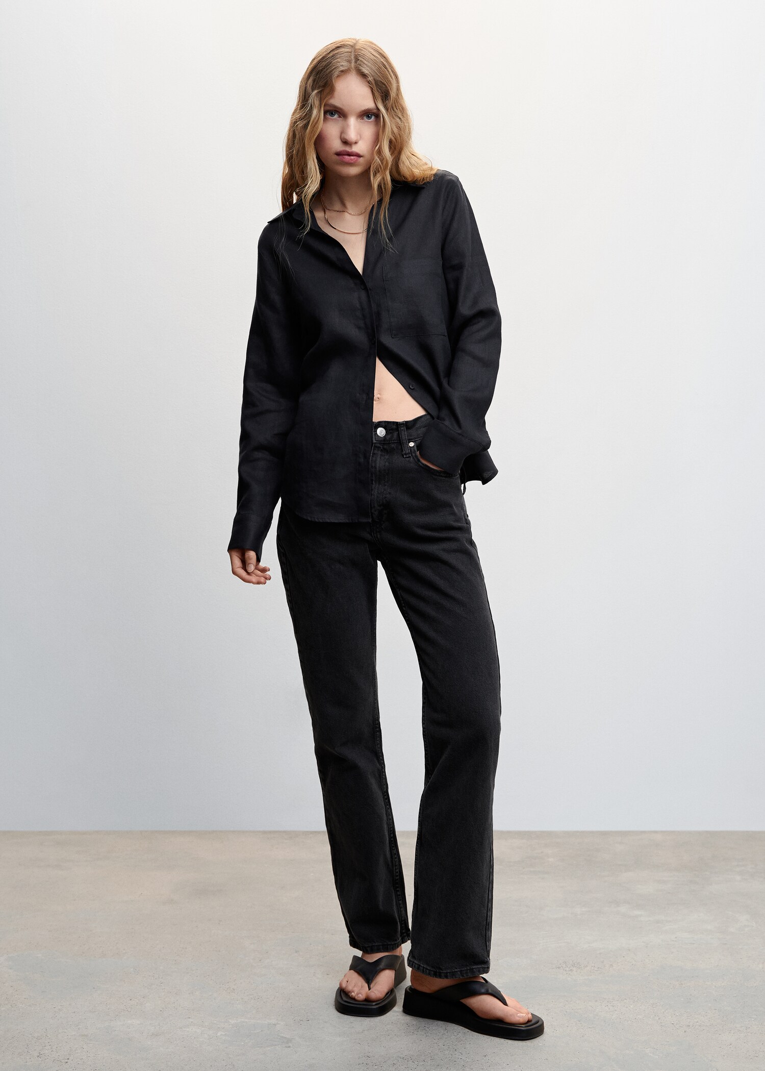 Pocket linen shirt - General plane