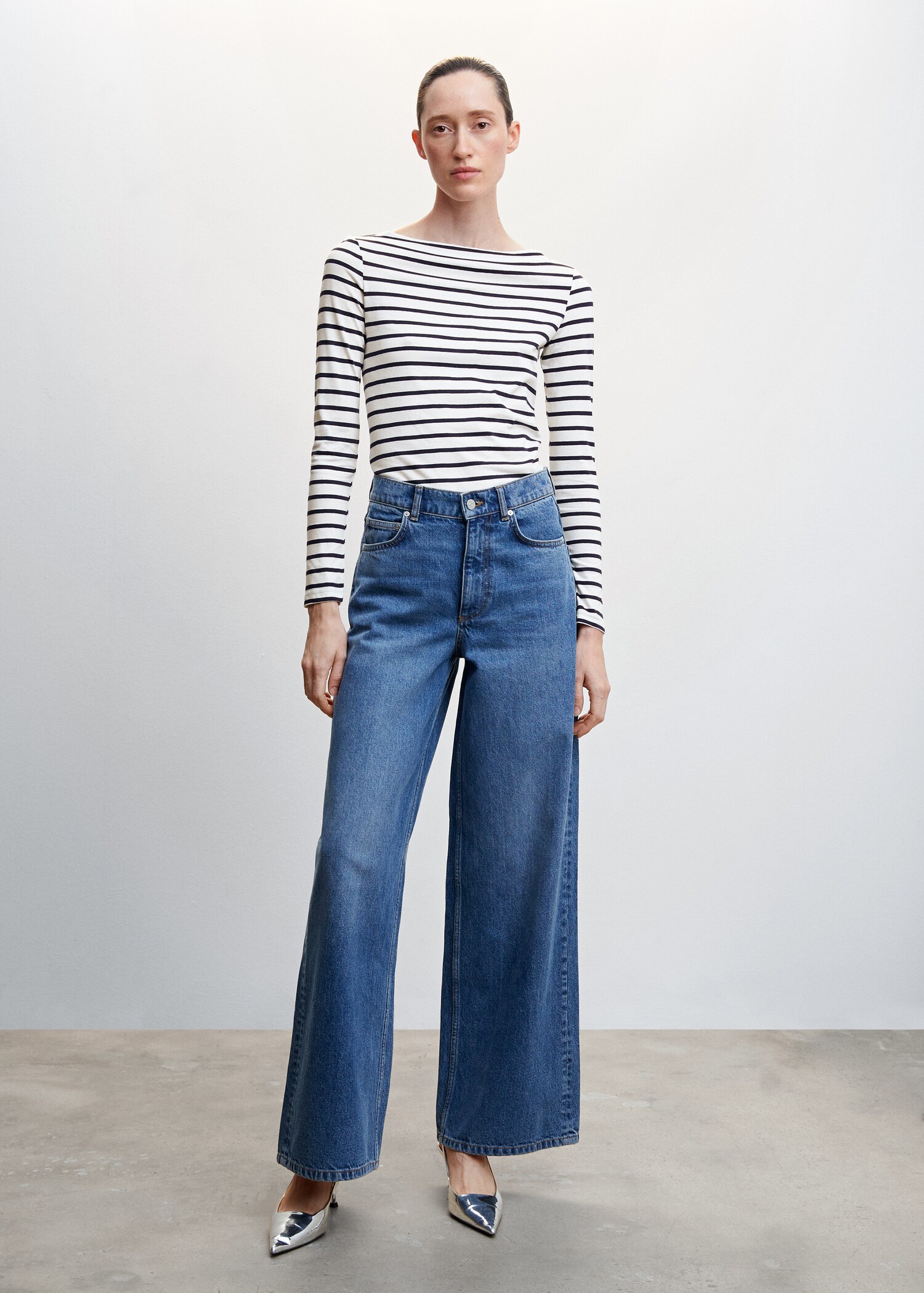 Cotton boat neck t-shirt - General plane