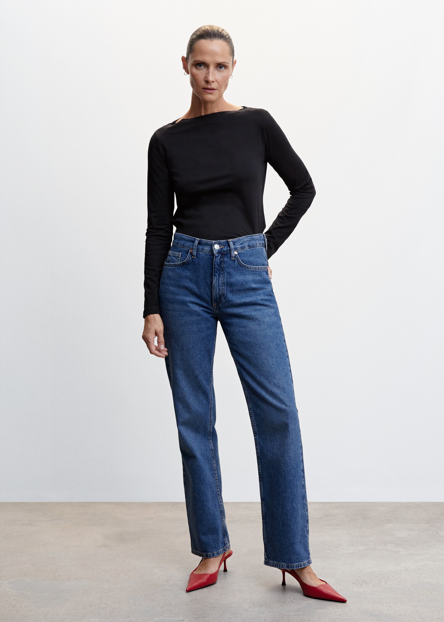 Cotton boat neck t-shirt - General plane