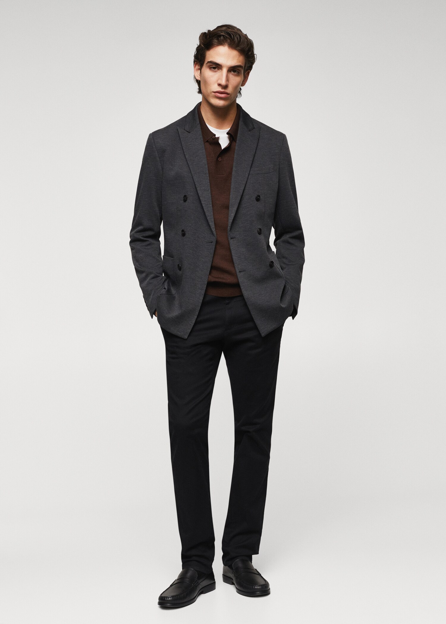 Slim-fit double-breasted jacket - General plane