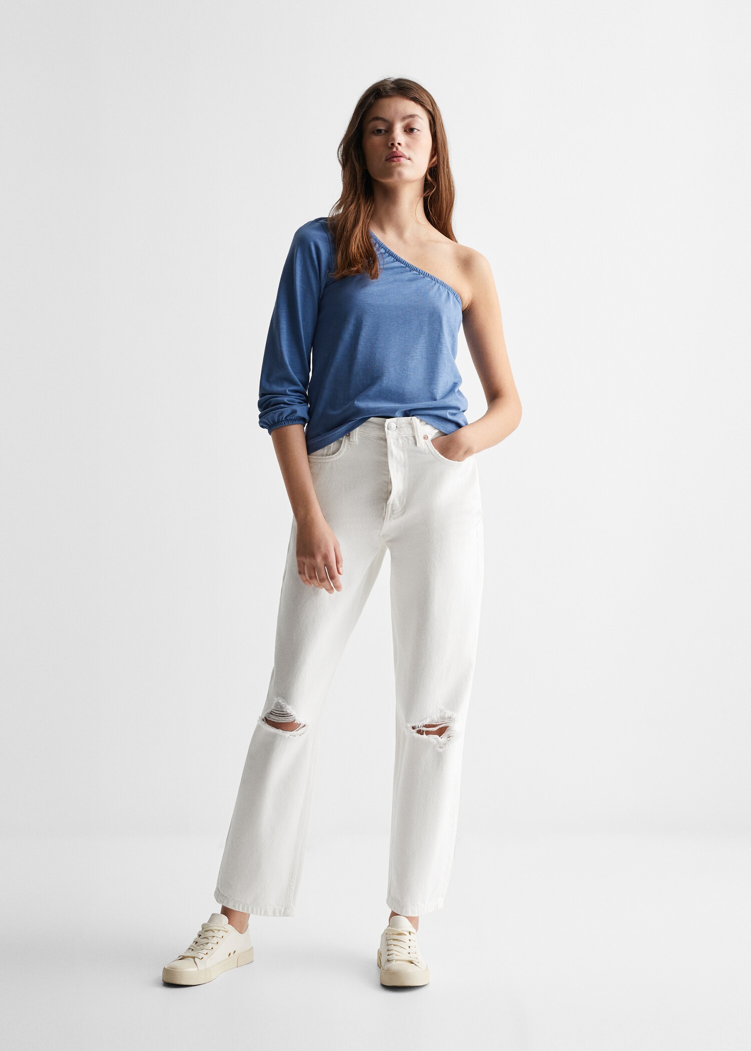 Asymmetric cotton T-shirt - Загальний план