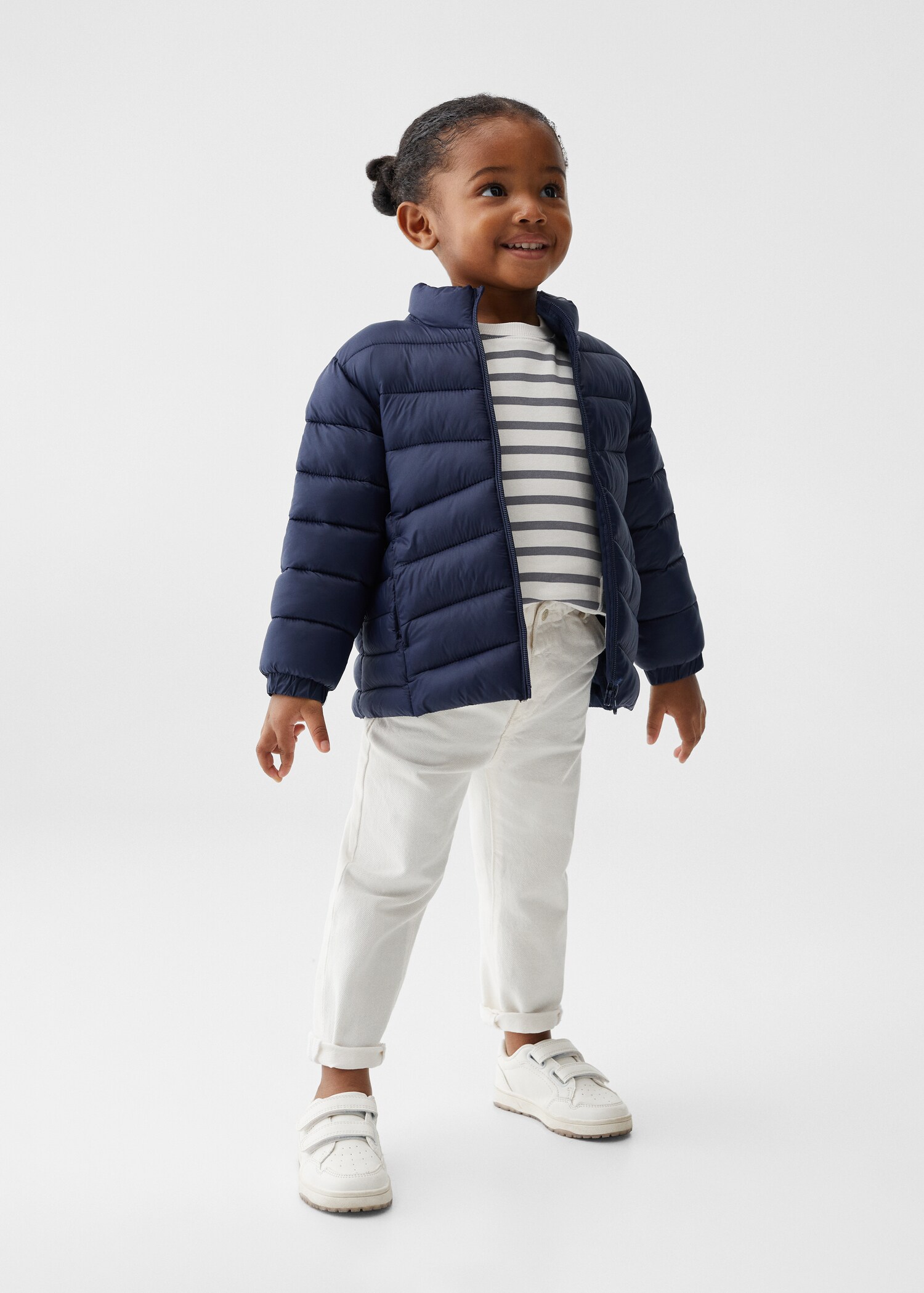 Side-zip quilted coat - General plane