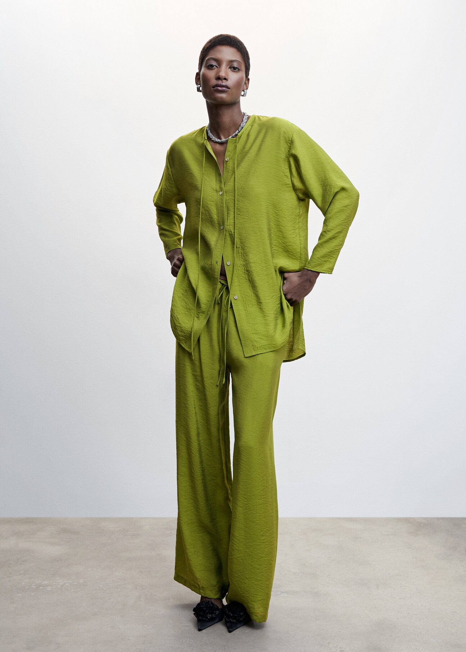 Satin palazzo trousers - General plane