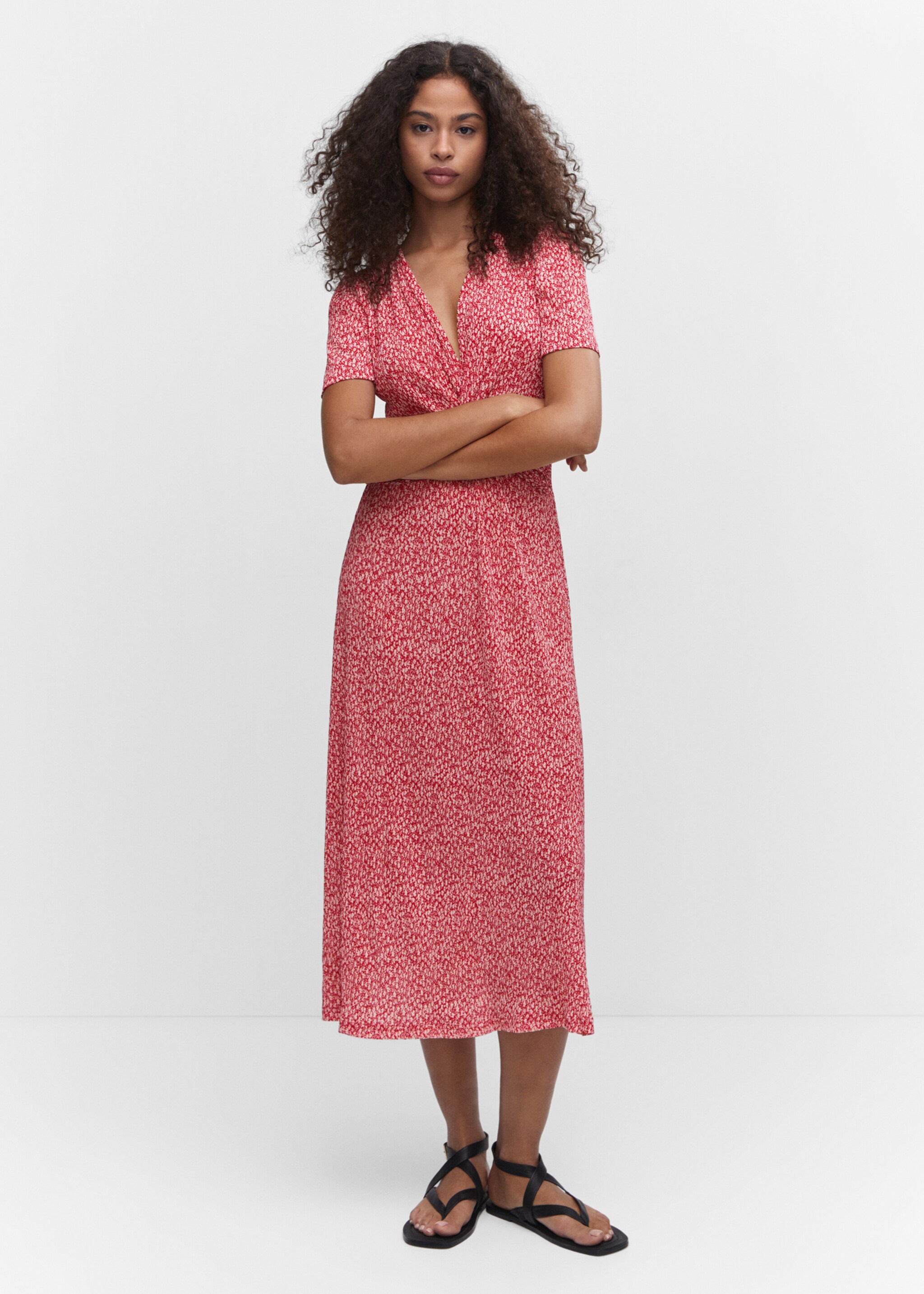 Textured printed dress - General plane, Red. Ref: 47055748-00.