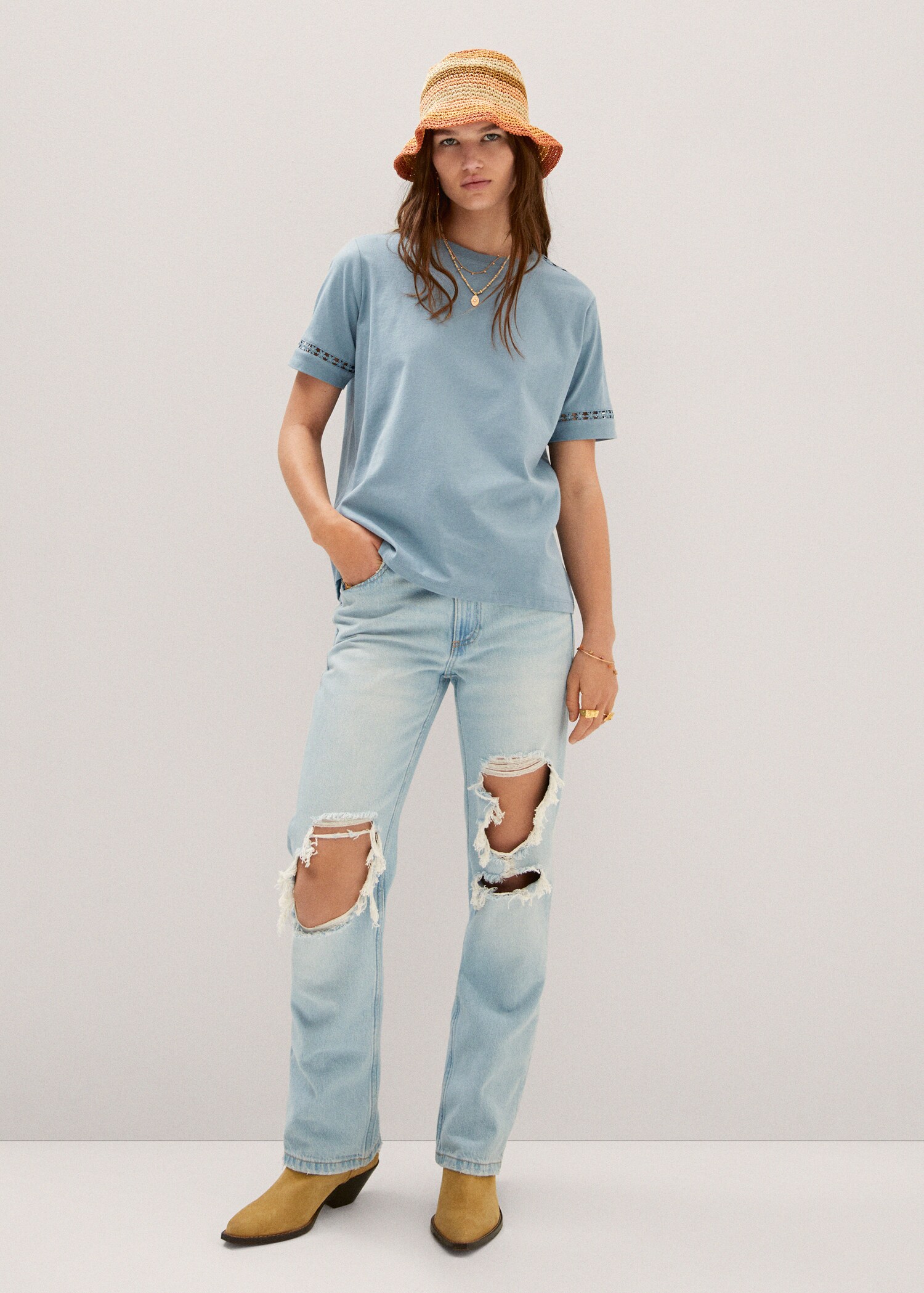 Embroidered detail T-shirt - General plane
