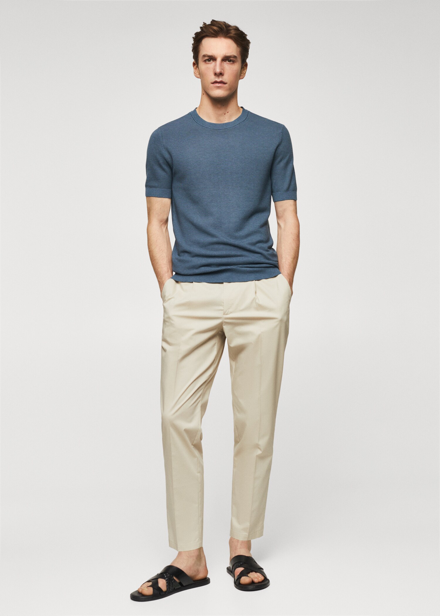 Structured cotton knit t-shirt - General plane