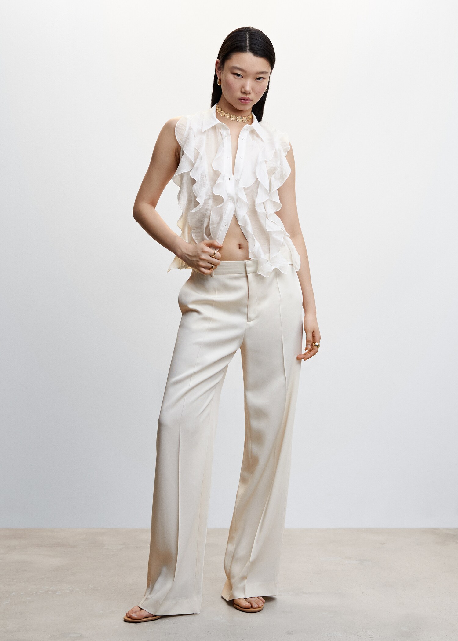 Ruffled lyocell shirt - General plane