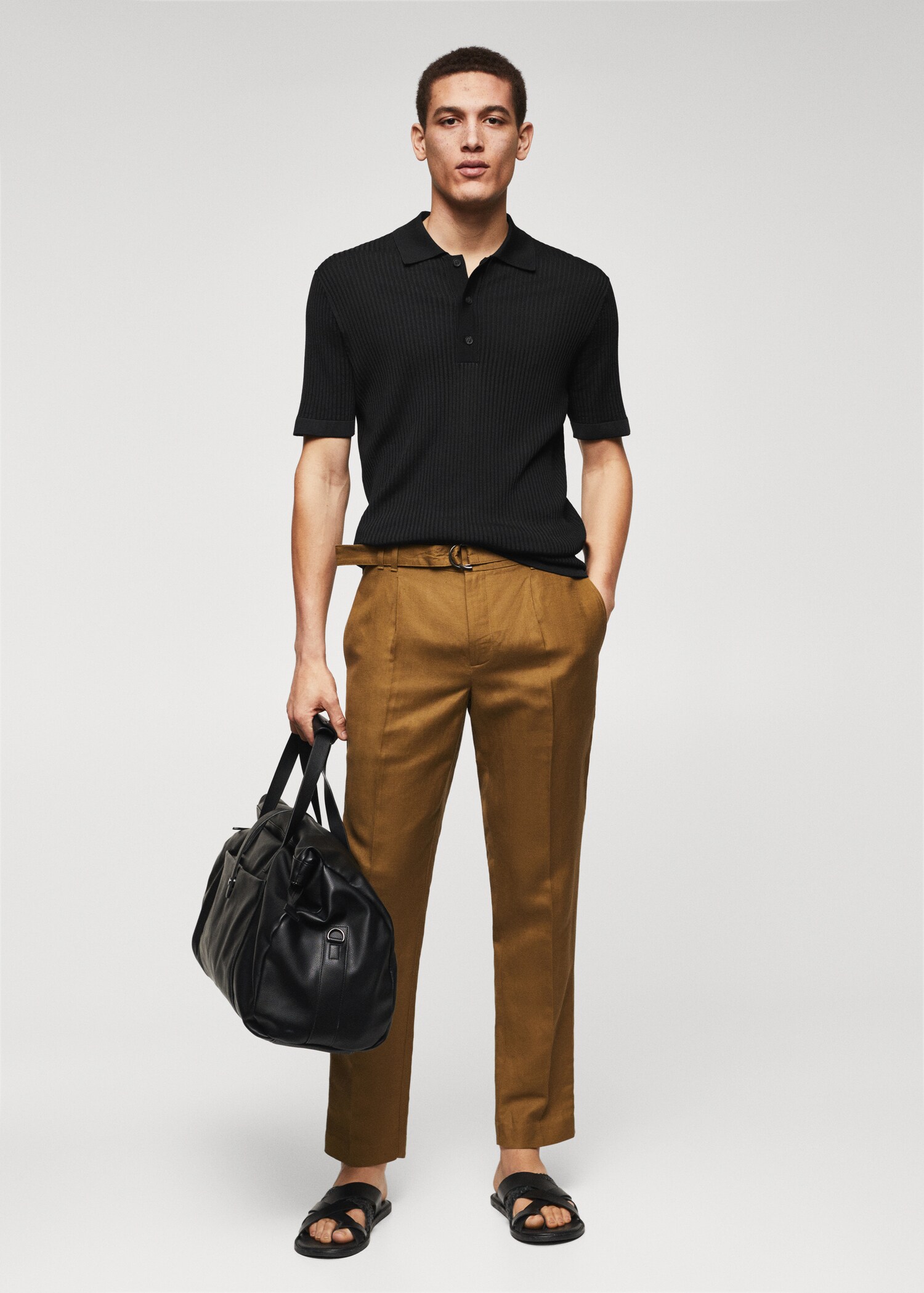 Ribbed knit polo shirt - General plane