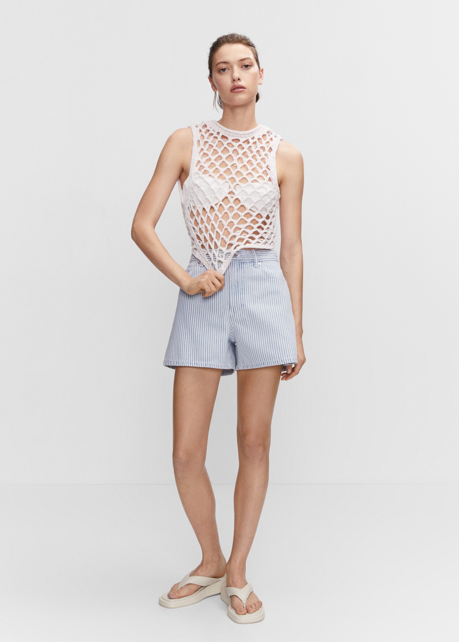 Short jean taille haute - Plan général