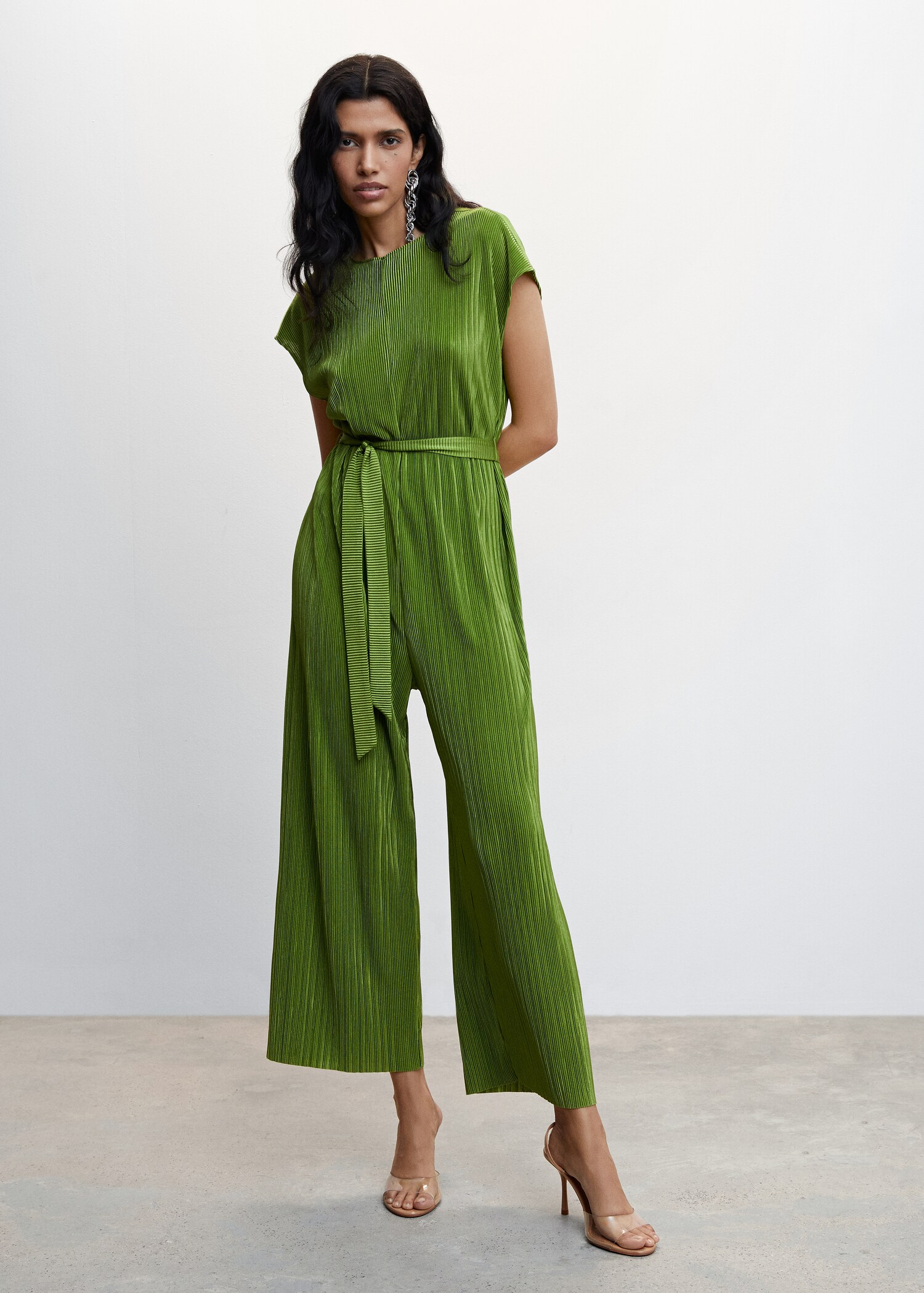Satin pleated jumpsuit - General plane