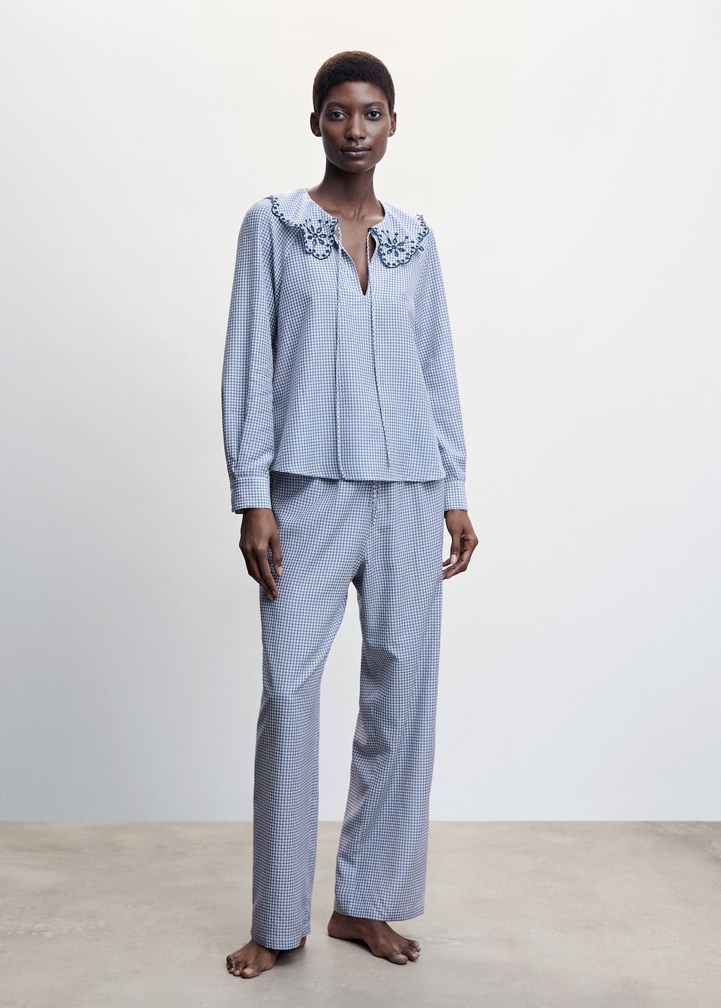 Mango gingham trousers sale