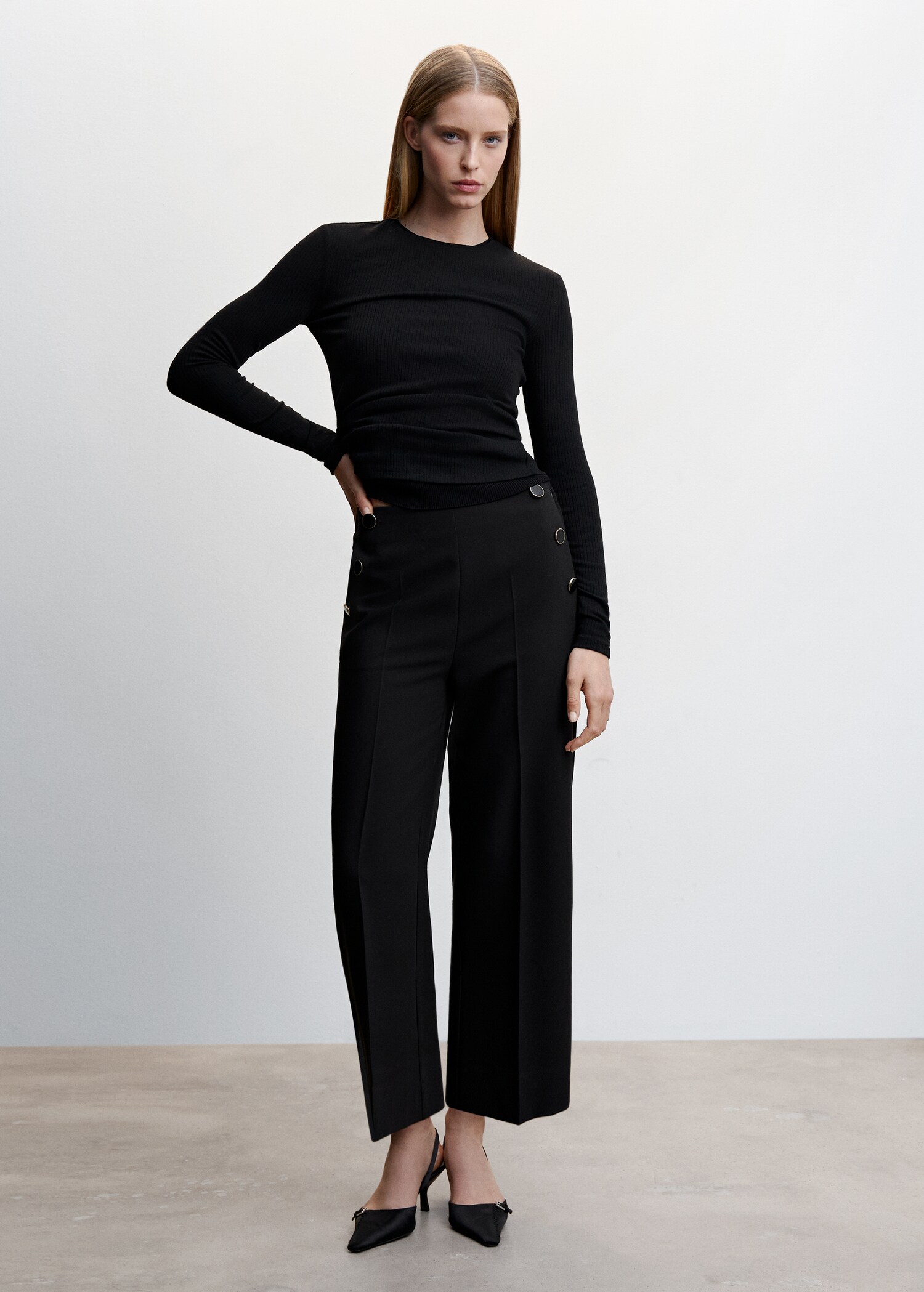 Cropped button trousers - General plane