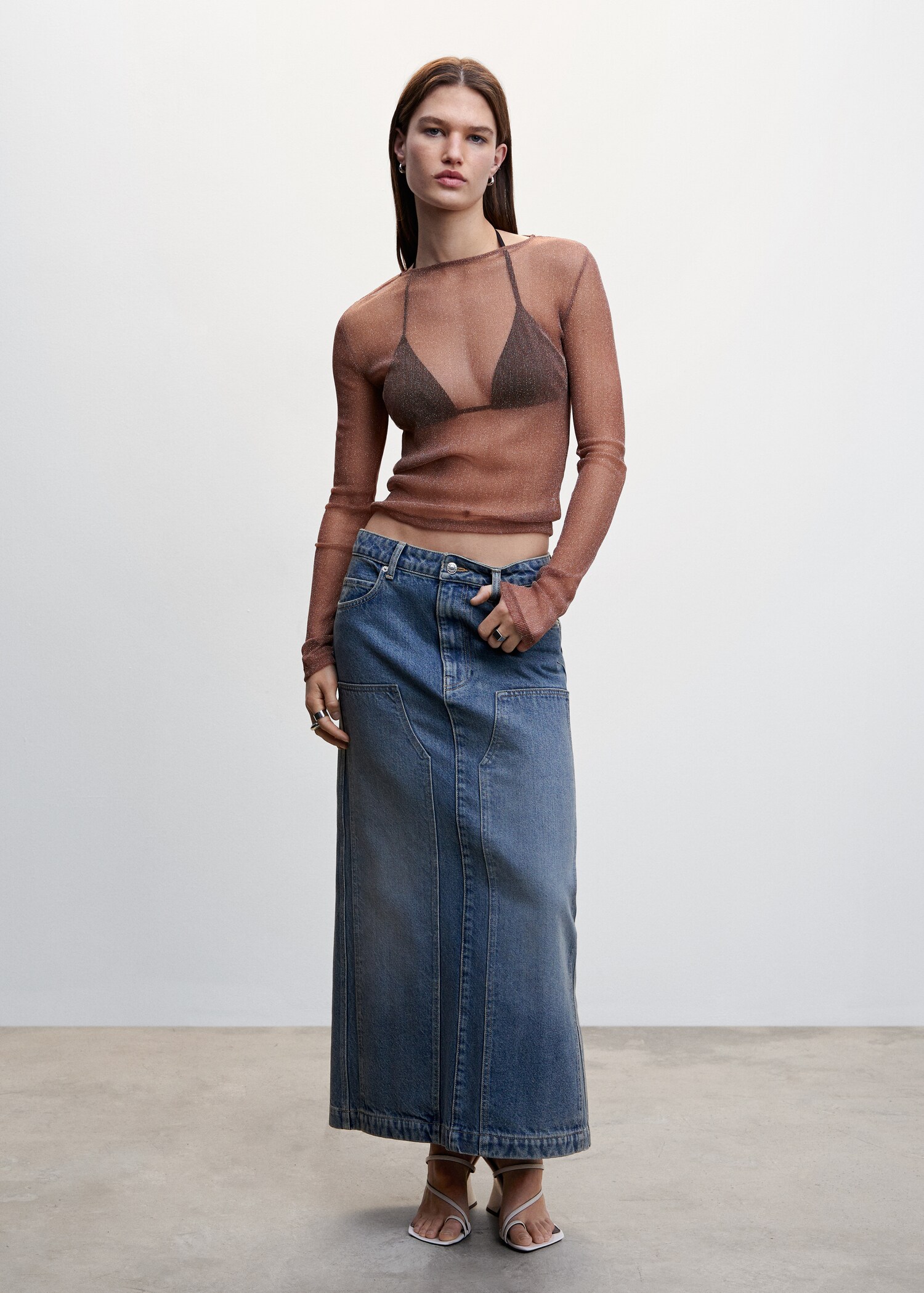 Semi-transparent lurex t-shirt - General plane
