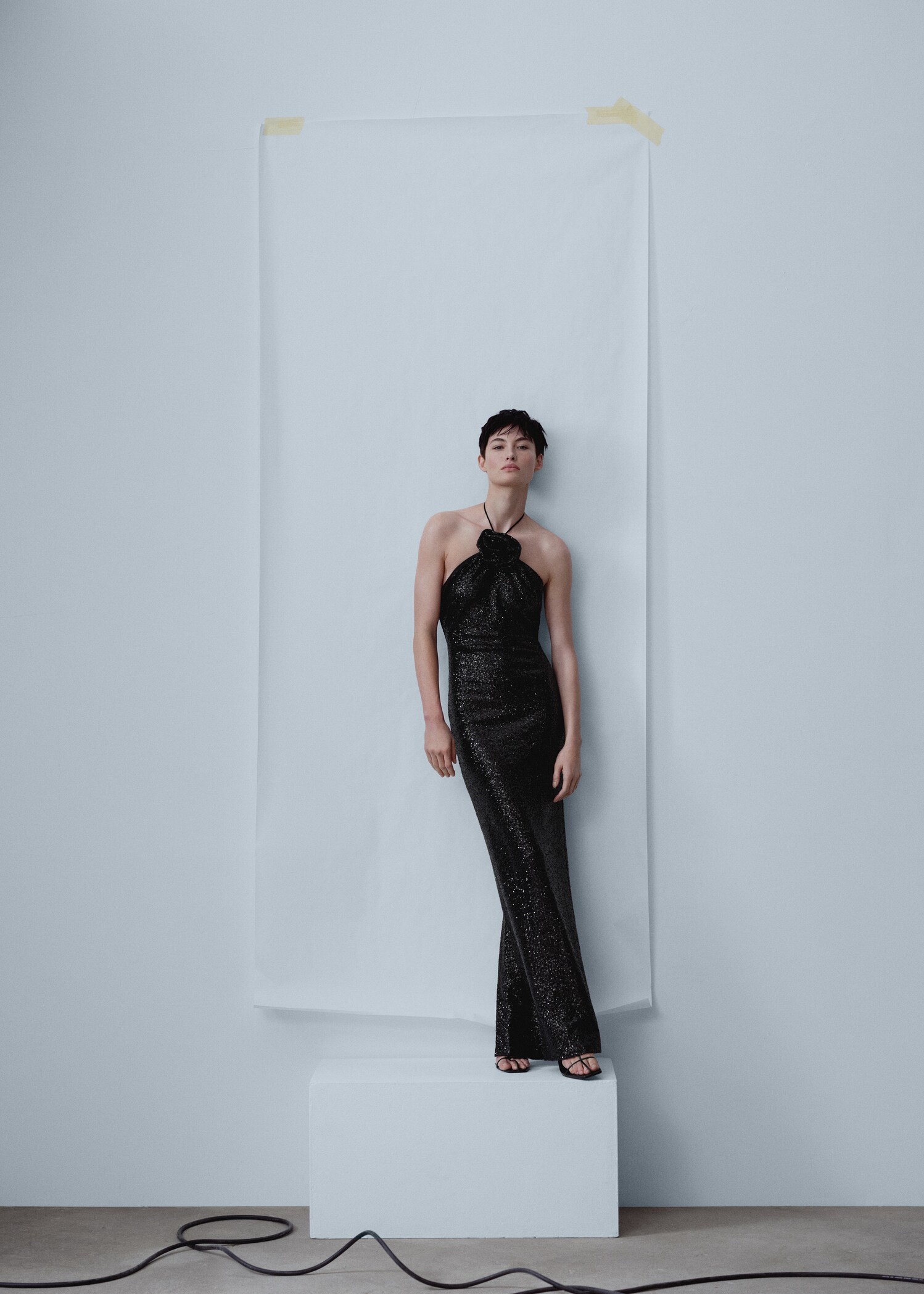 Sequined maxi flower dress - General plane