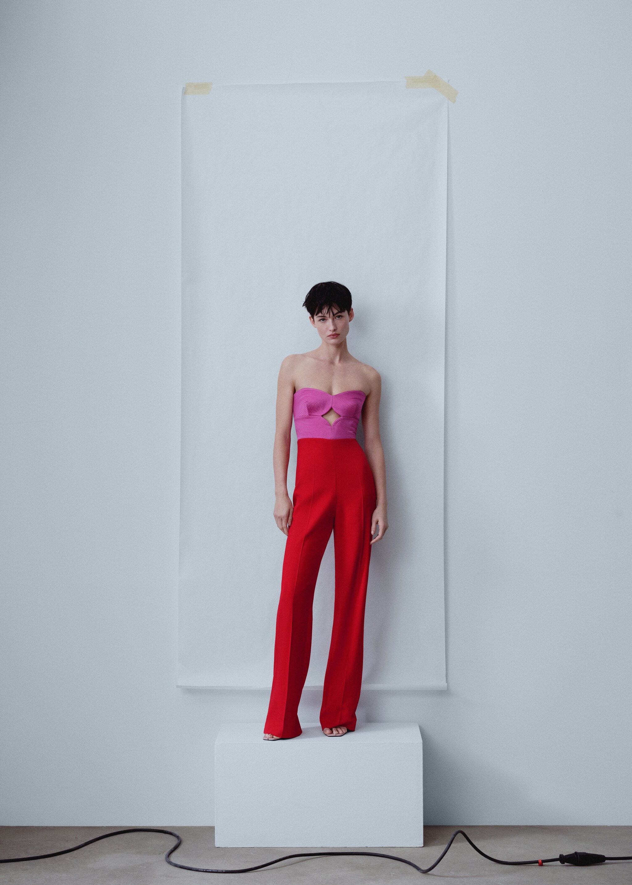 Two-tone jumpsuit with opening detail - General plane