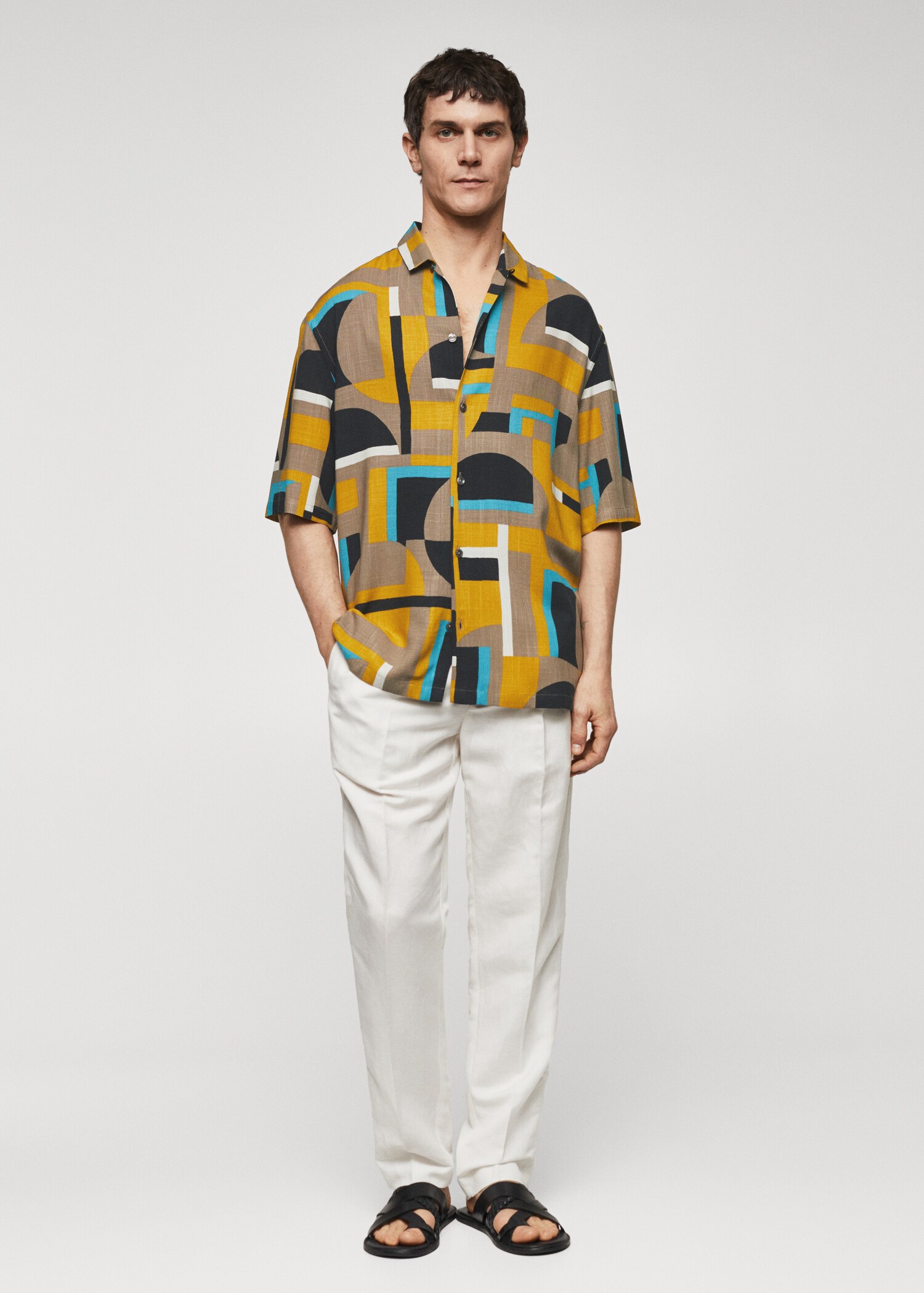 Regular fit geometric print shirt - General plane