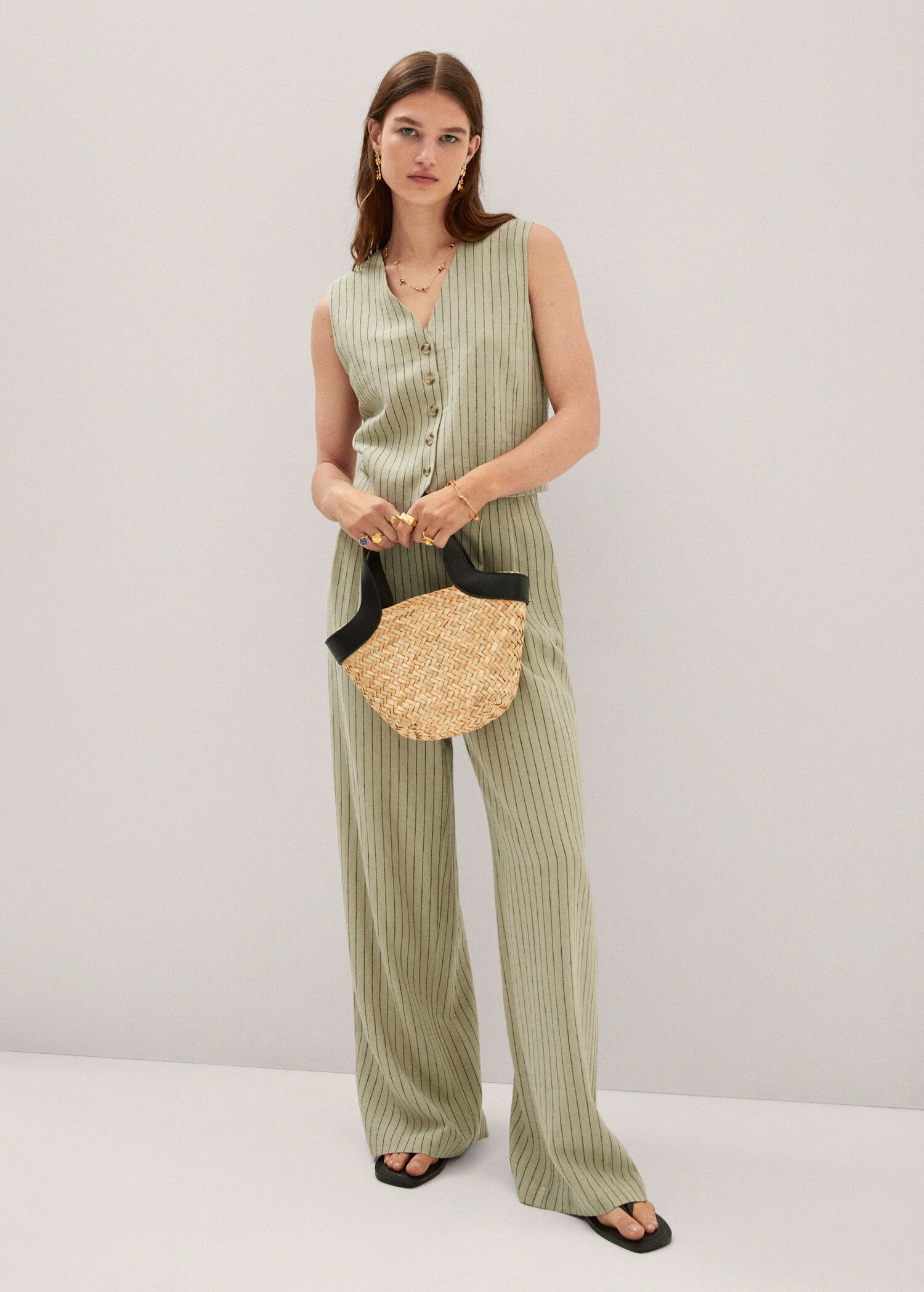 Pinstriped linen vest - General plane