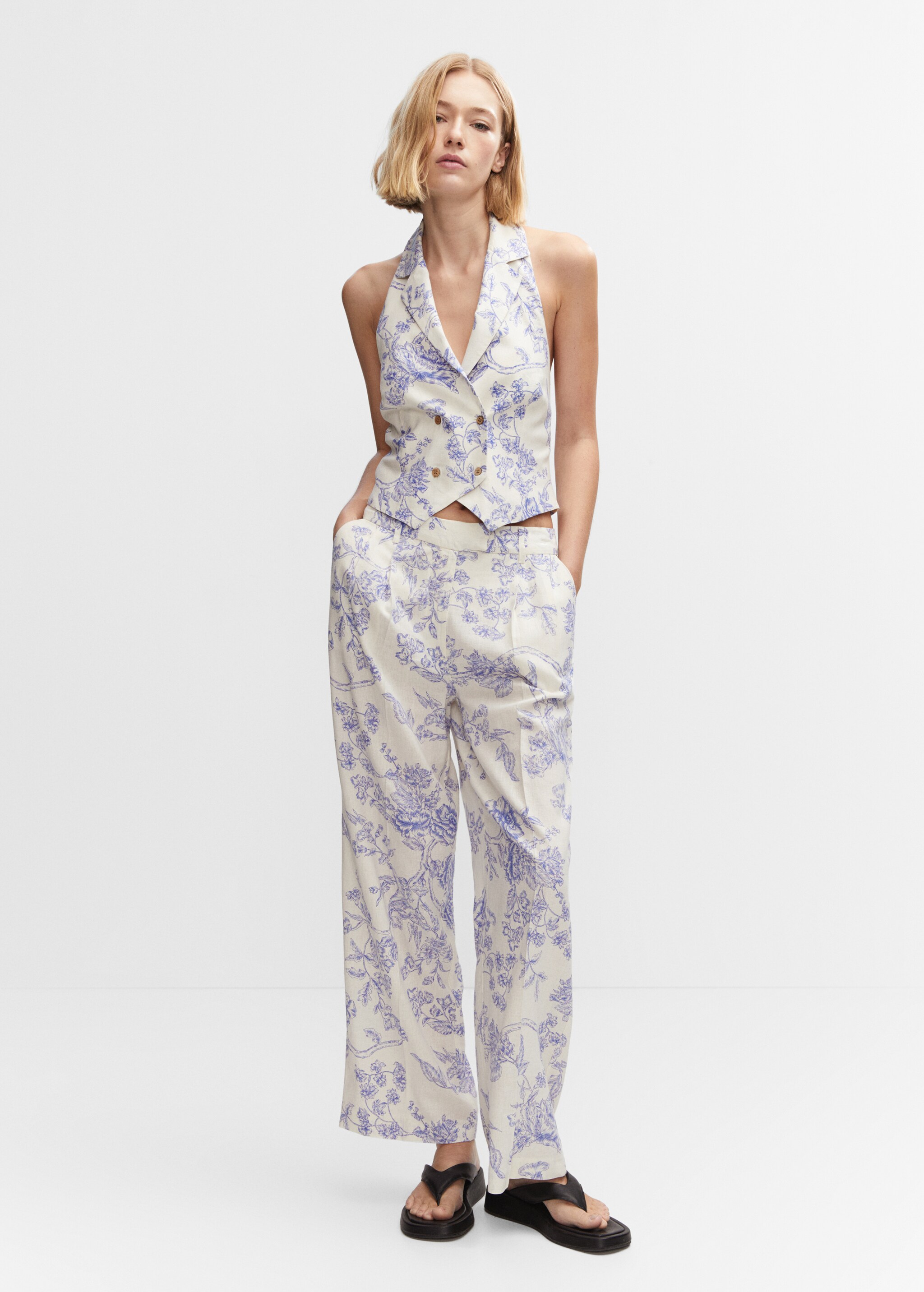 Printed linen trousers - General plane