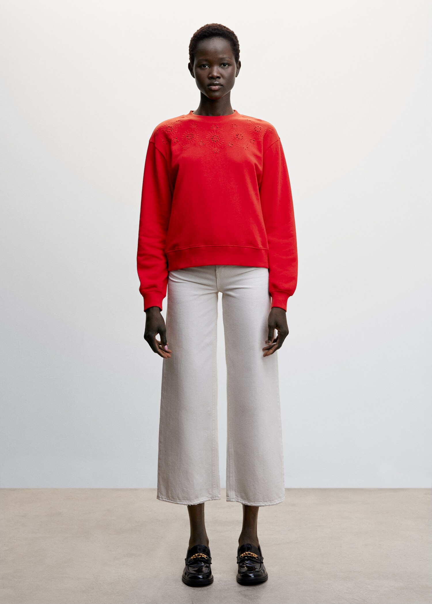 Brodert sweatshirt i bomull - Total bildeutsnitt