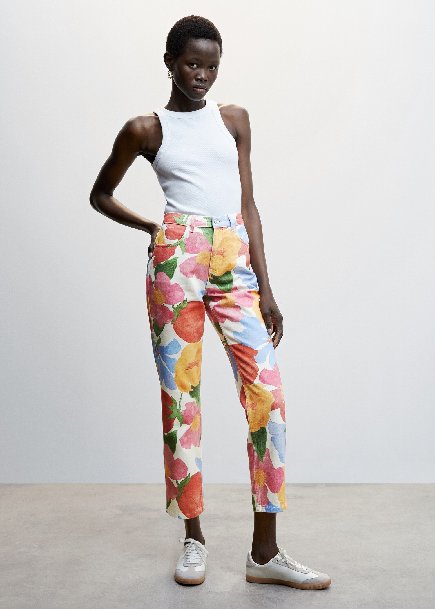 Flowers cotton trousers - General plane
