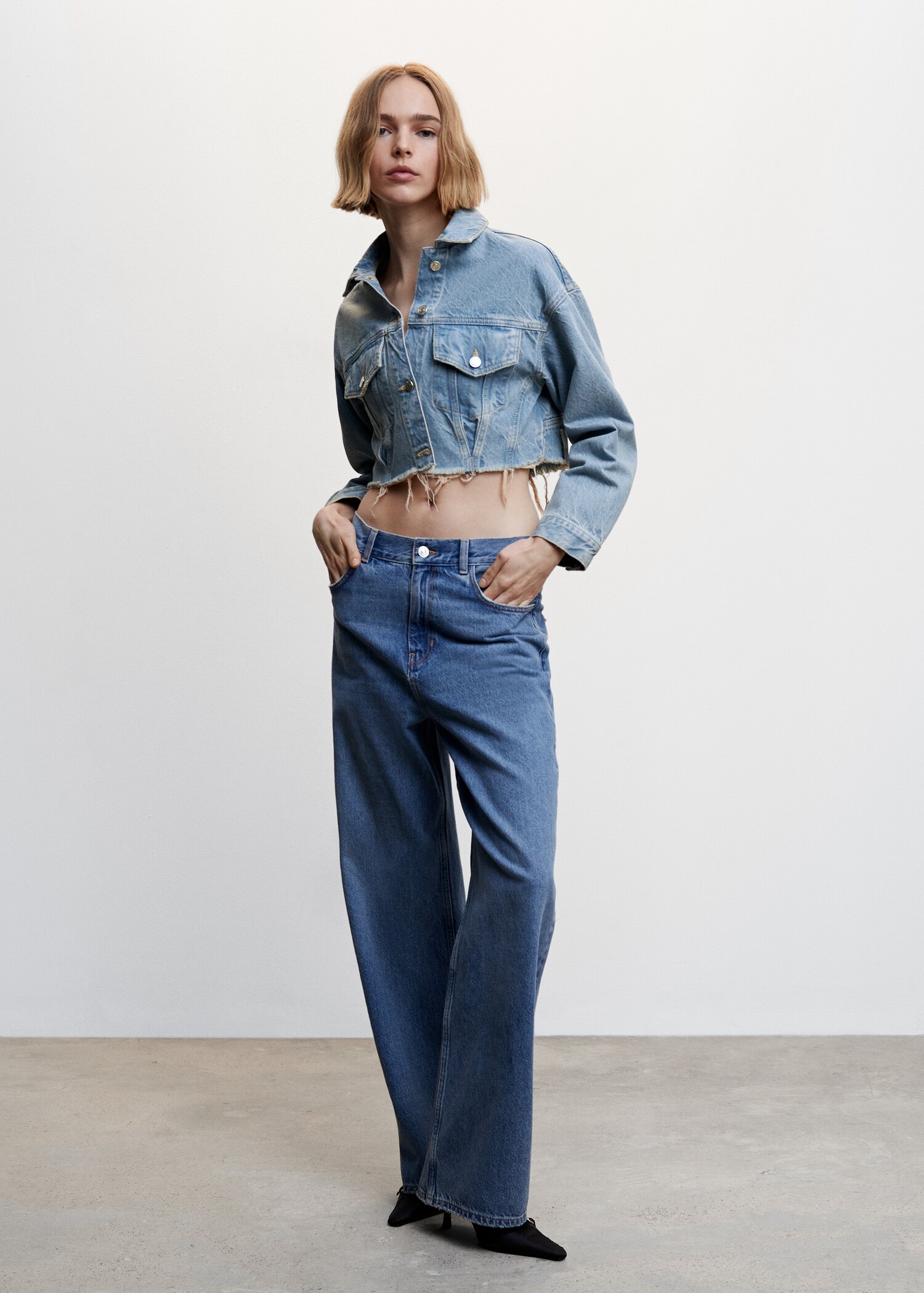 Frayed hem denim jacket - General plane