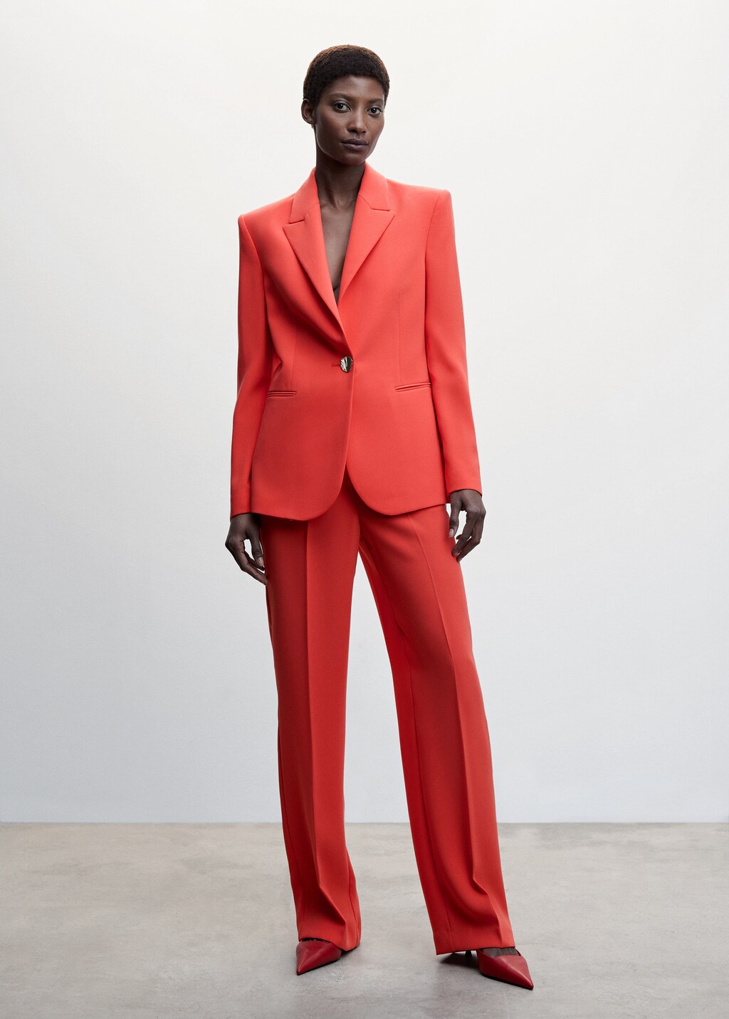 Mango red suit sale