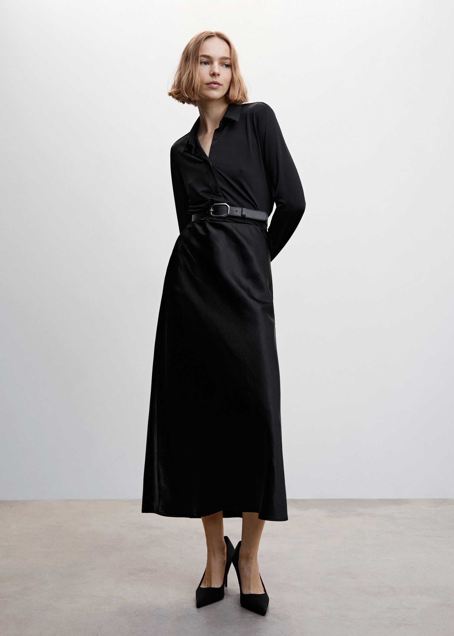 Satin long skirt - General plane