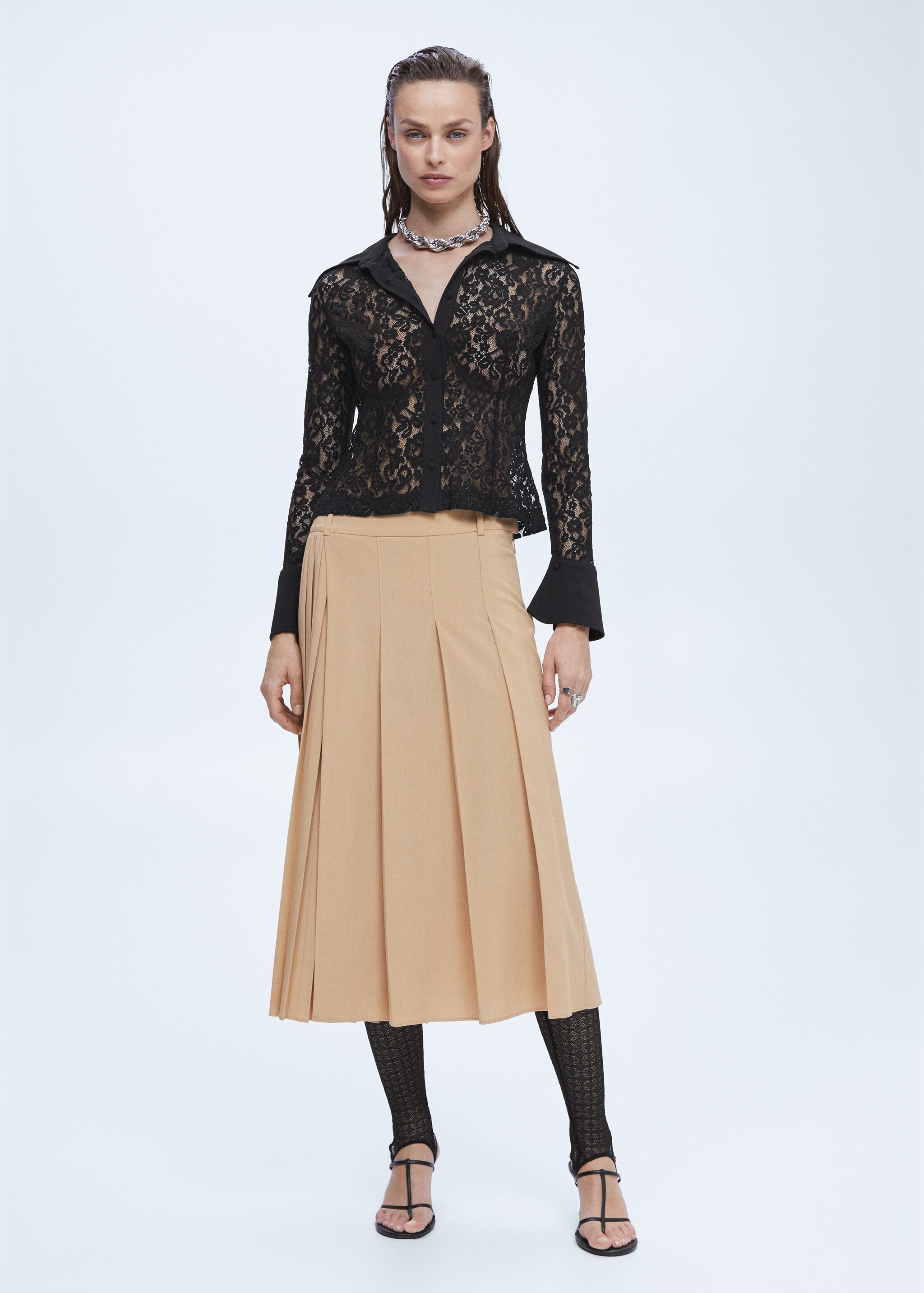 Lace blouse with flared sleeves - General plane