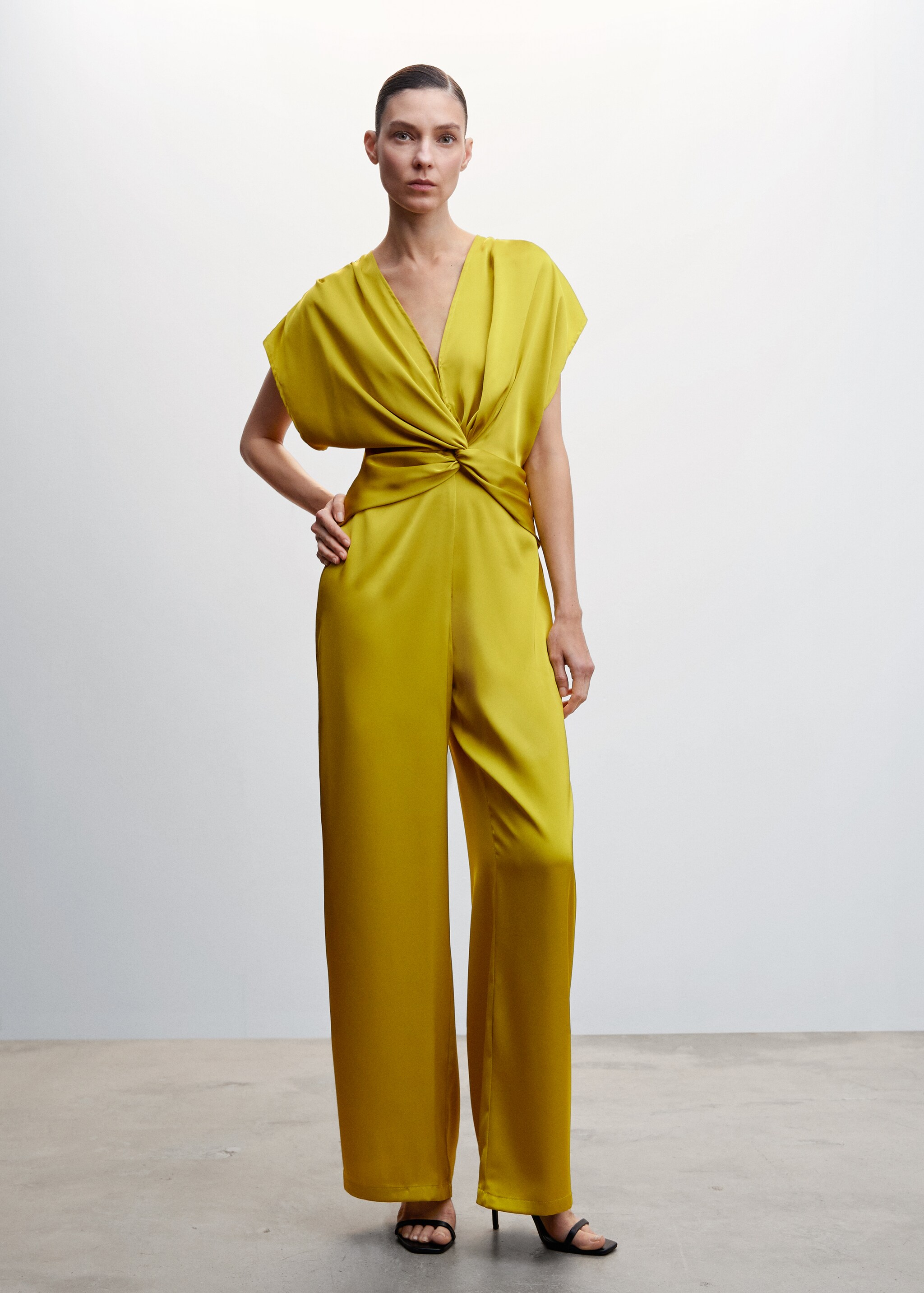 Satin jumpsuit with knot detail - General plane