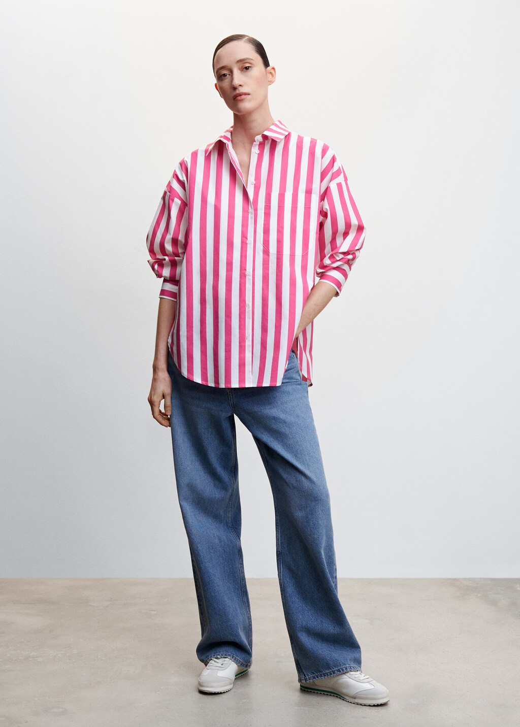売れ筋商品|||ビーヤング シャツ レディース トップス BYFAIRYDAY - Blouse - super pink mix Oversize striped shirt - Women | MANGO Kosovo