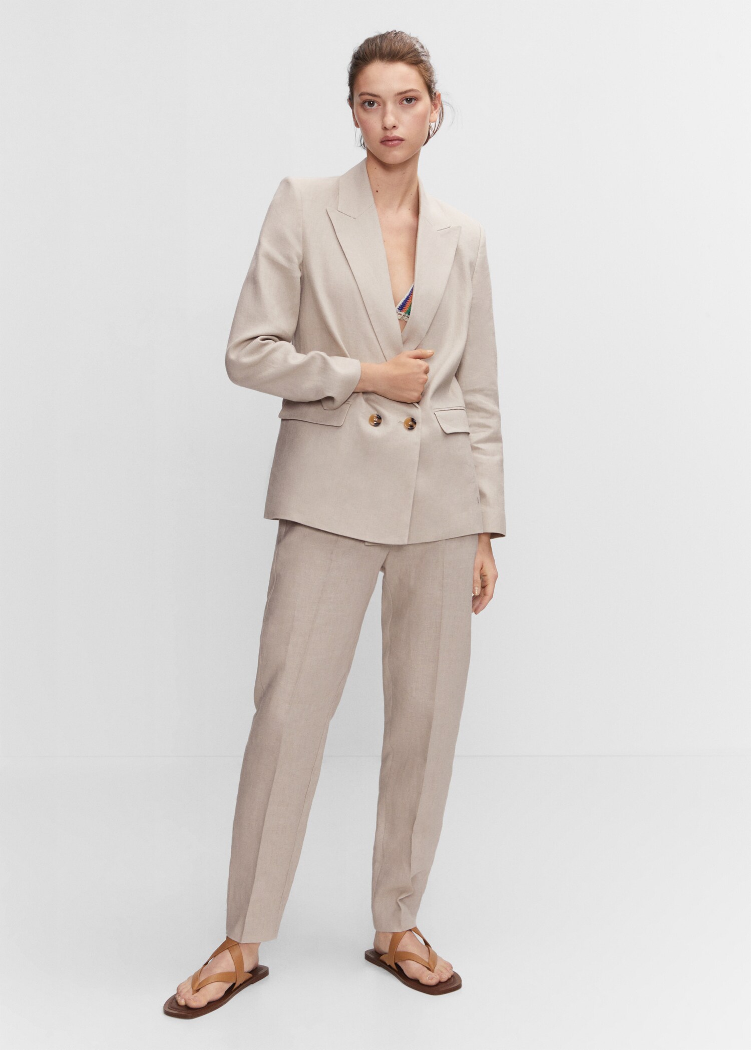 Blazer suit 100% linen - General plane