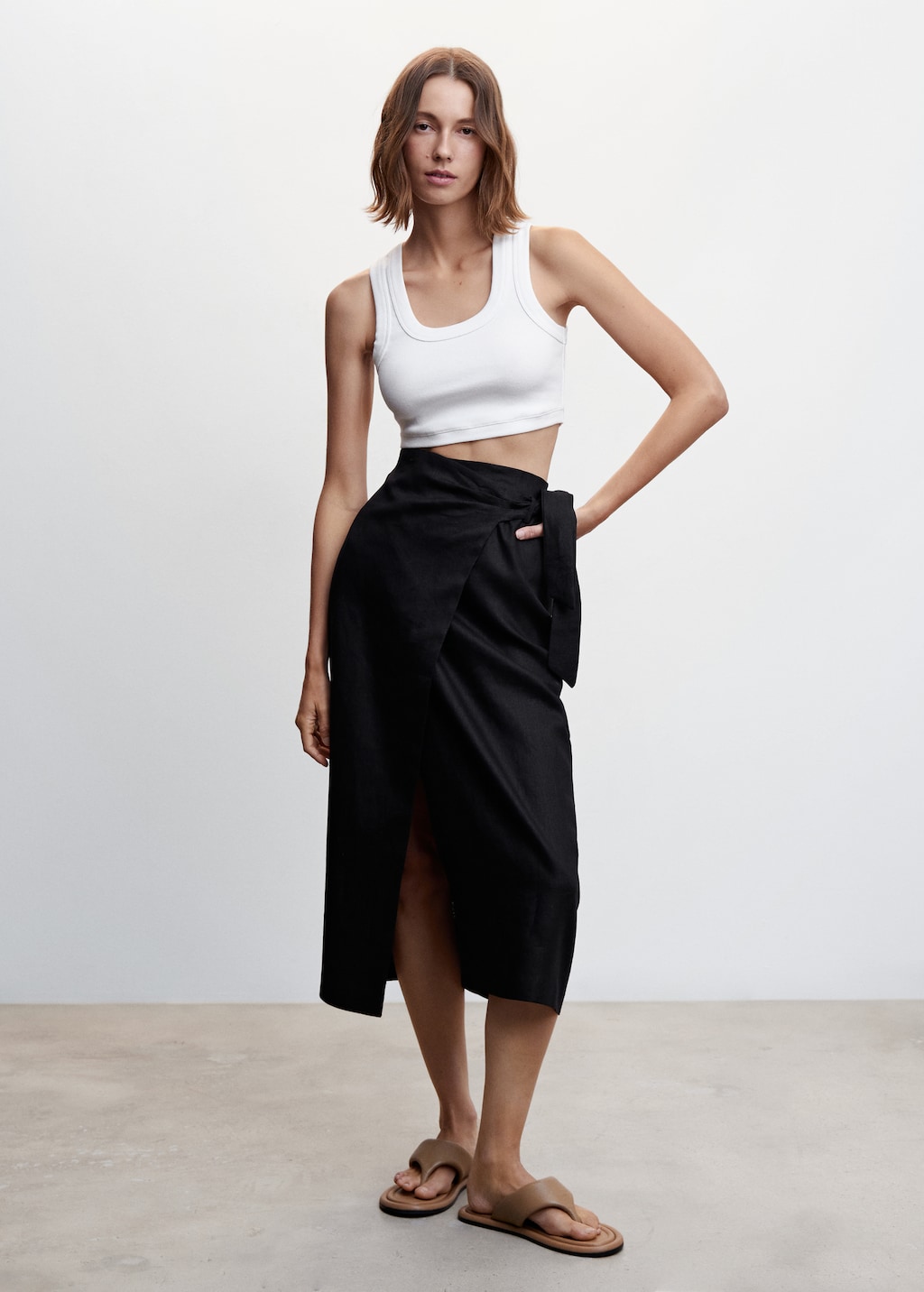 Linen-blend wrap skirt - image 2