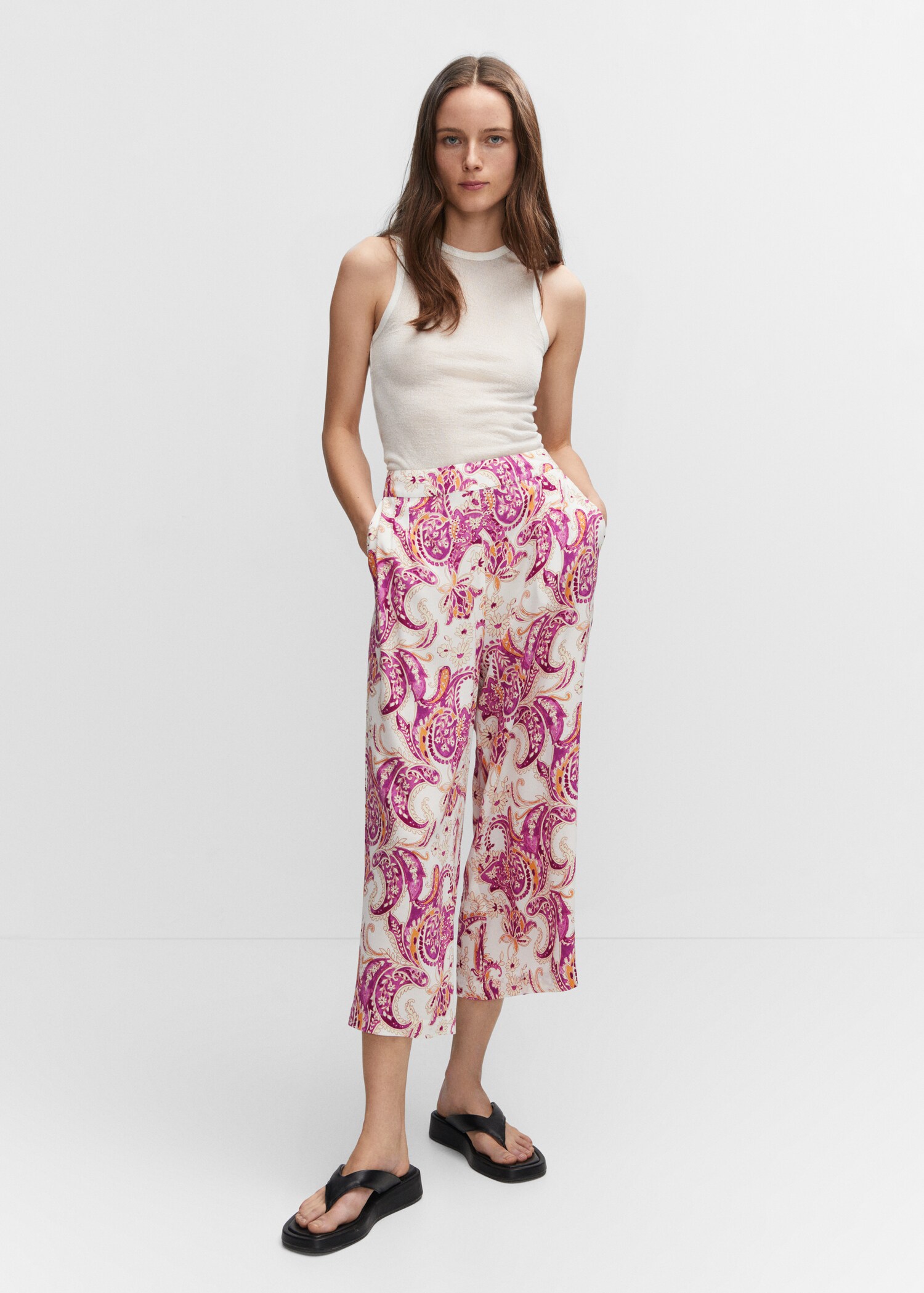 Floral print culotte trousers - General plane