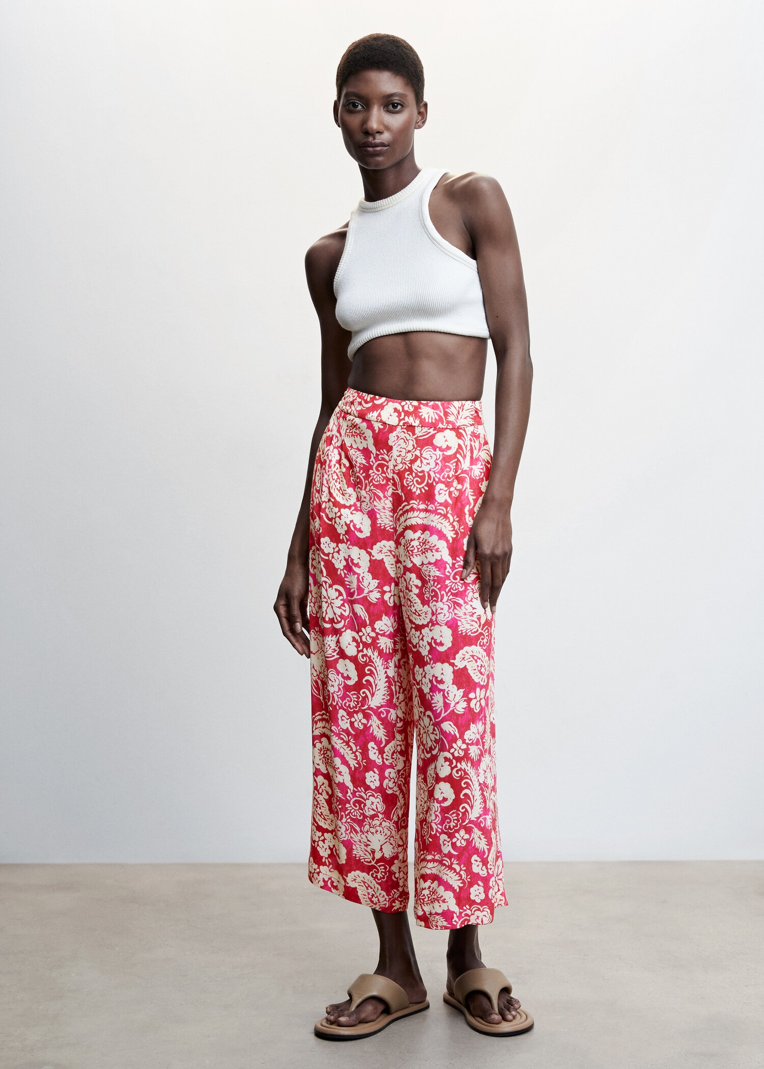 Floral print culotte trousers - General plane