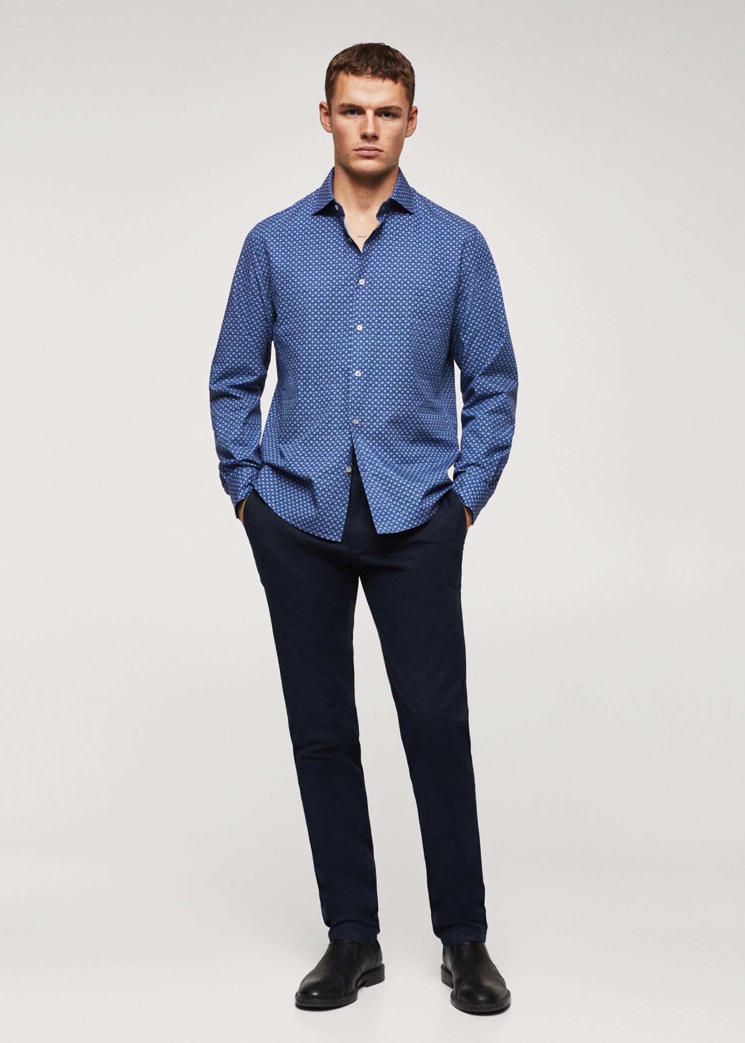 Slim-fit printed cotton shirt - General plane