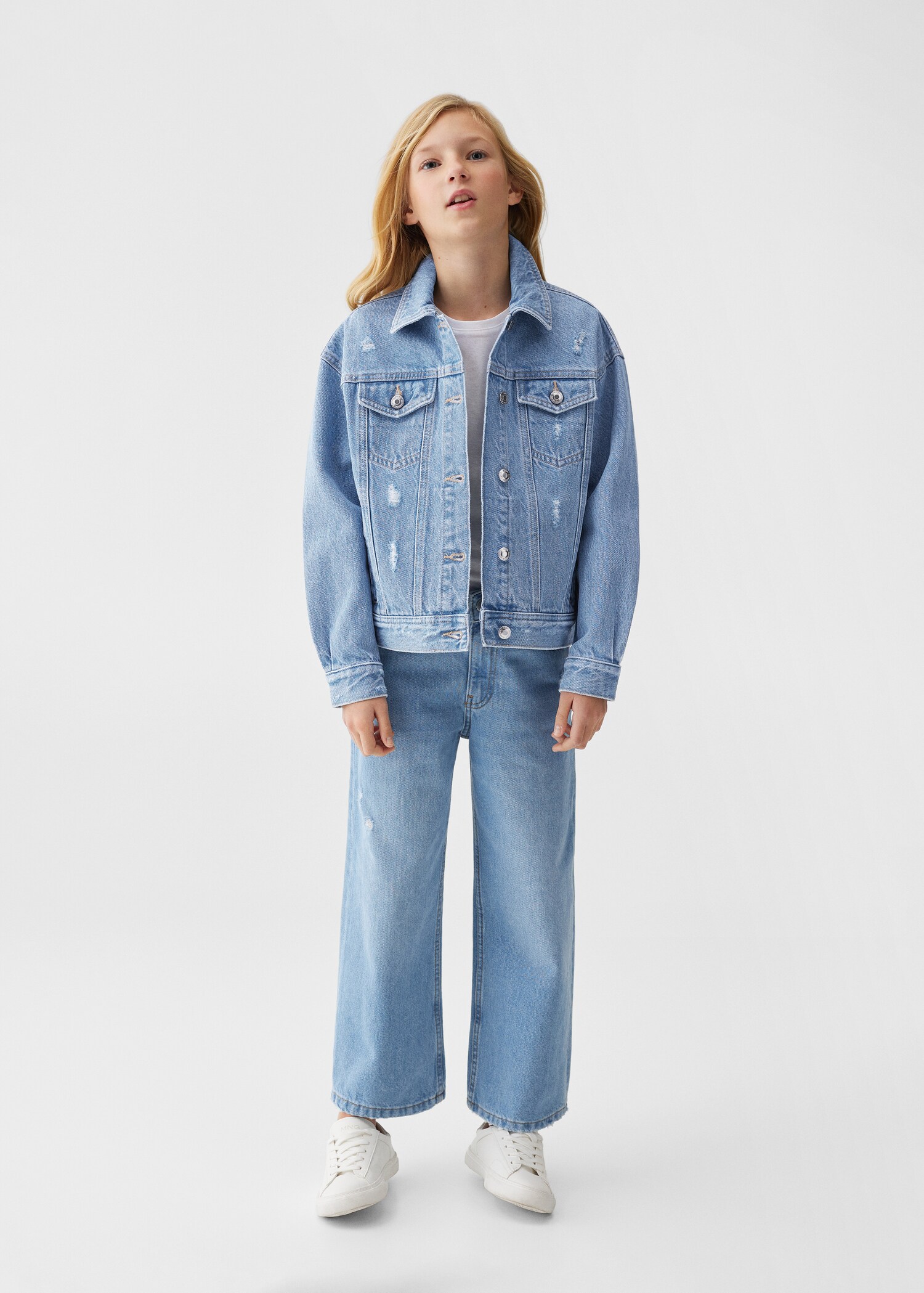 Denim jacket with decorative rips - General plane