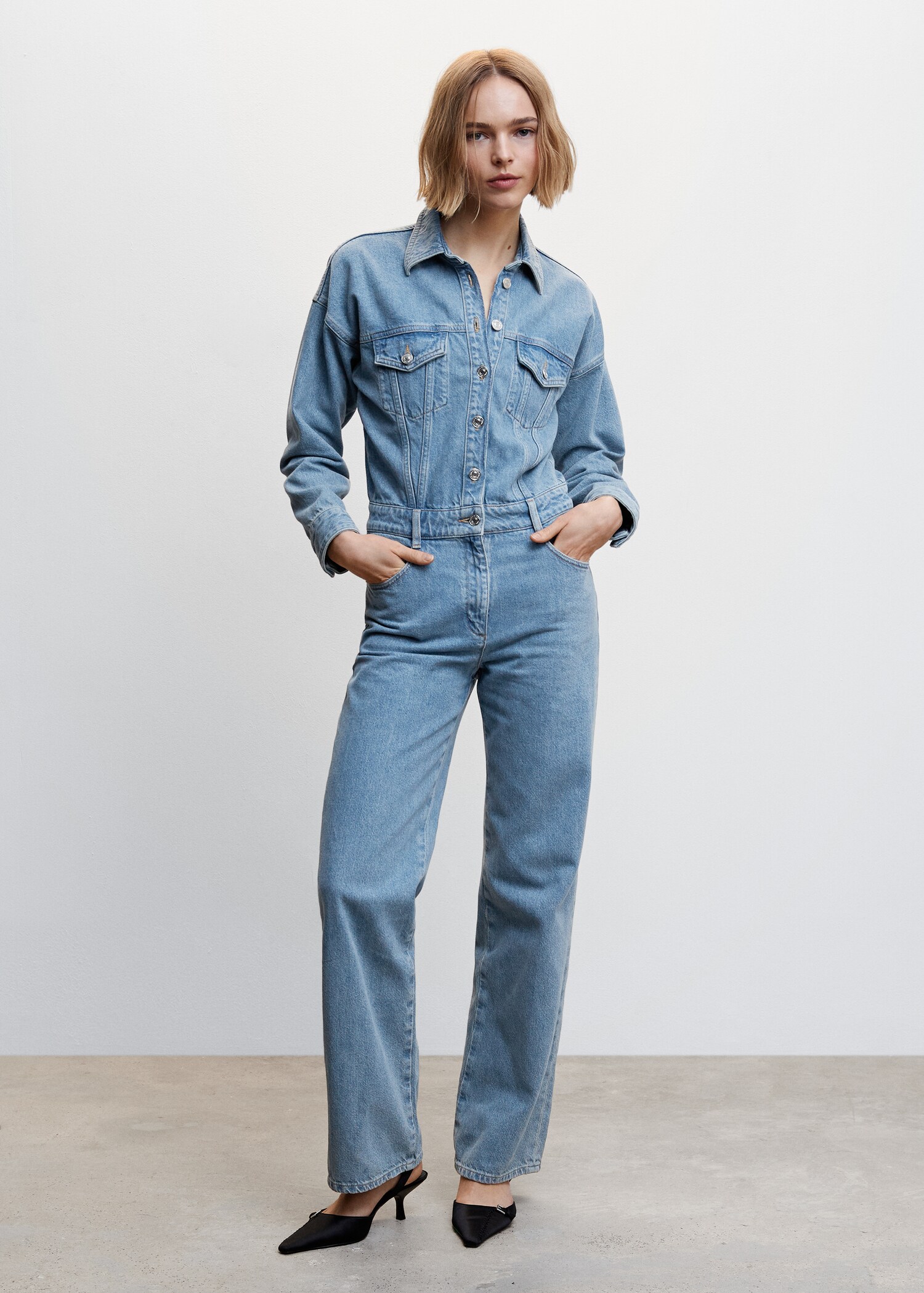 Long denim jumpsuit - General plane