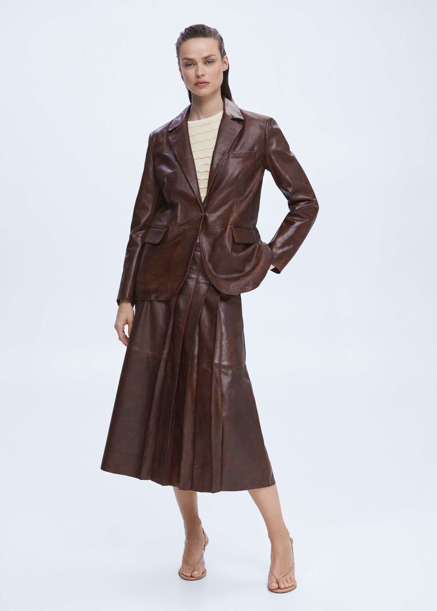 Veste cuir effet usé - Plan général