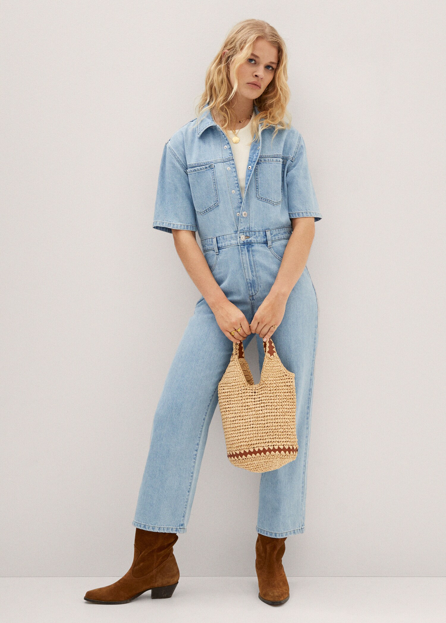 Long denim jumpsuit - General plane