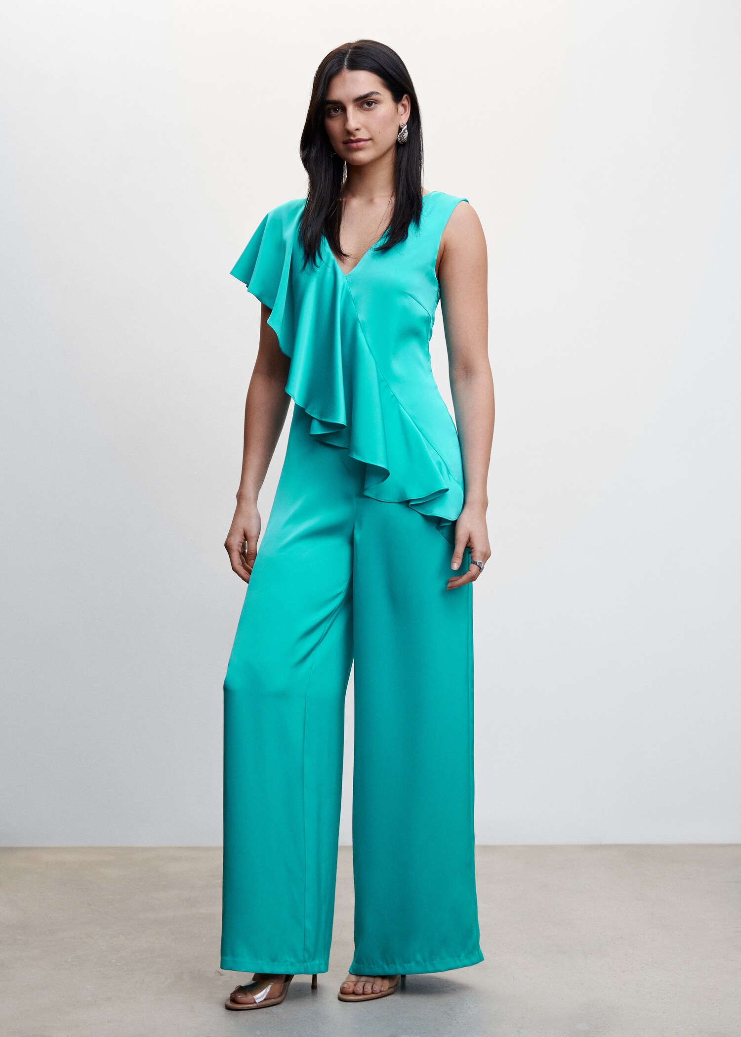 Ruffled satin jumpsuit - General plane