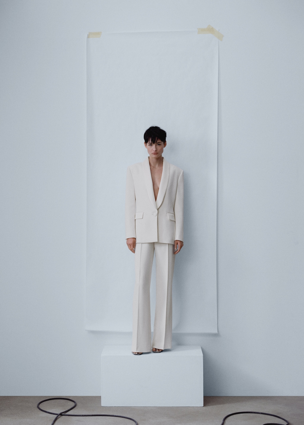 Pantalon tailleur palazzo details satines
