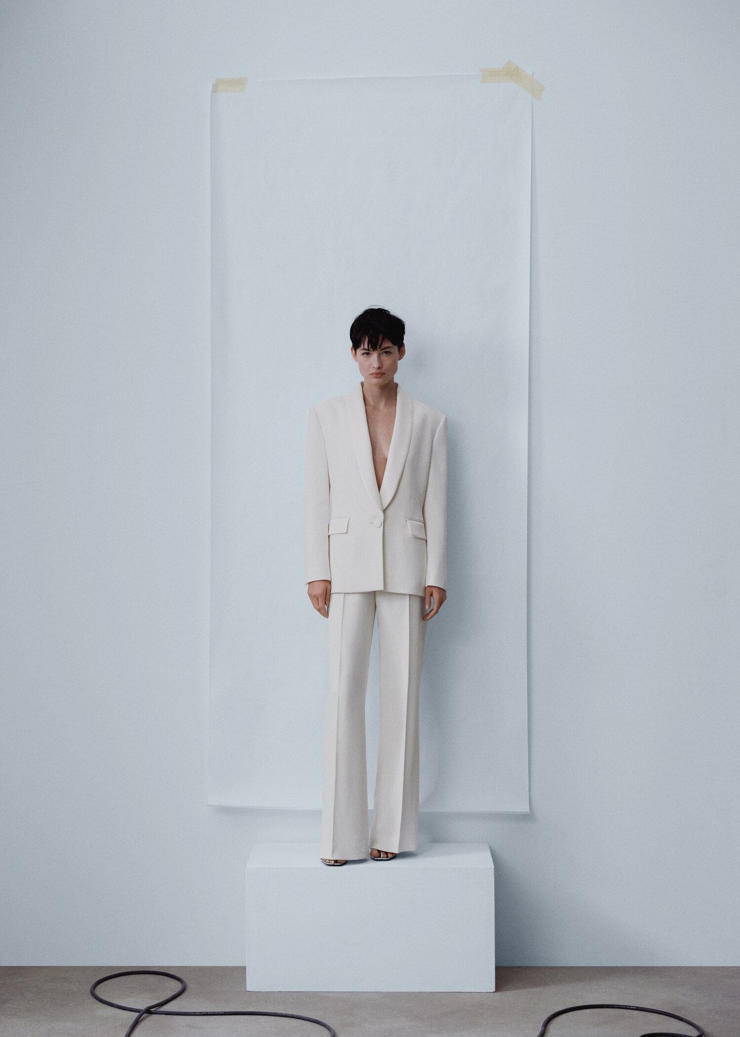 Palazzo suit trousers with satin details - General plane