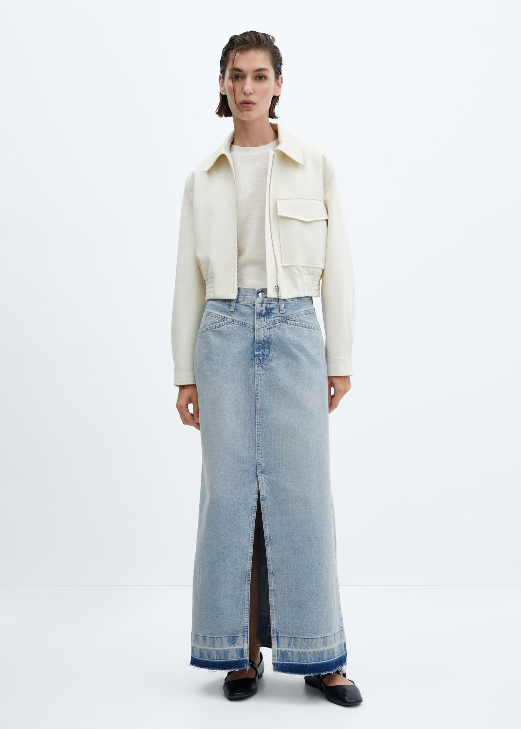 Long denim skirt - General plane, Light Vintage Blue. Ref: 47087140-00.