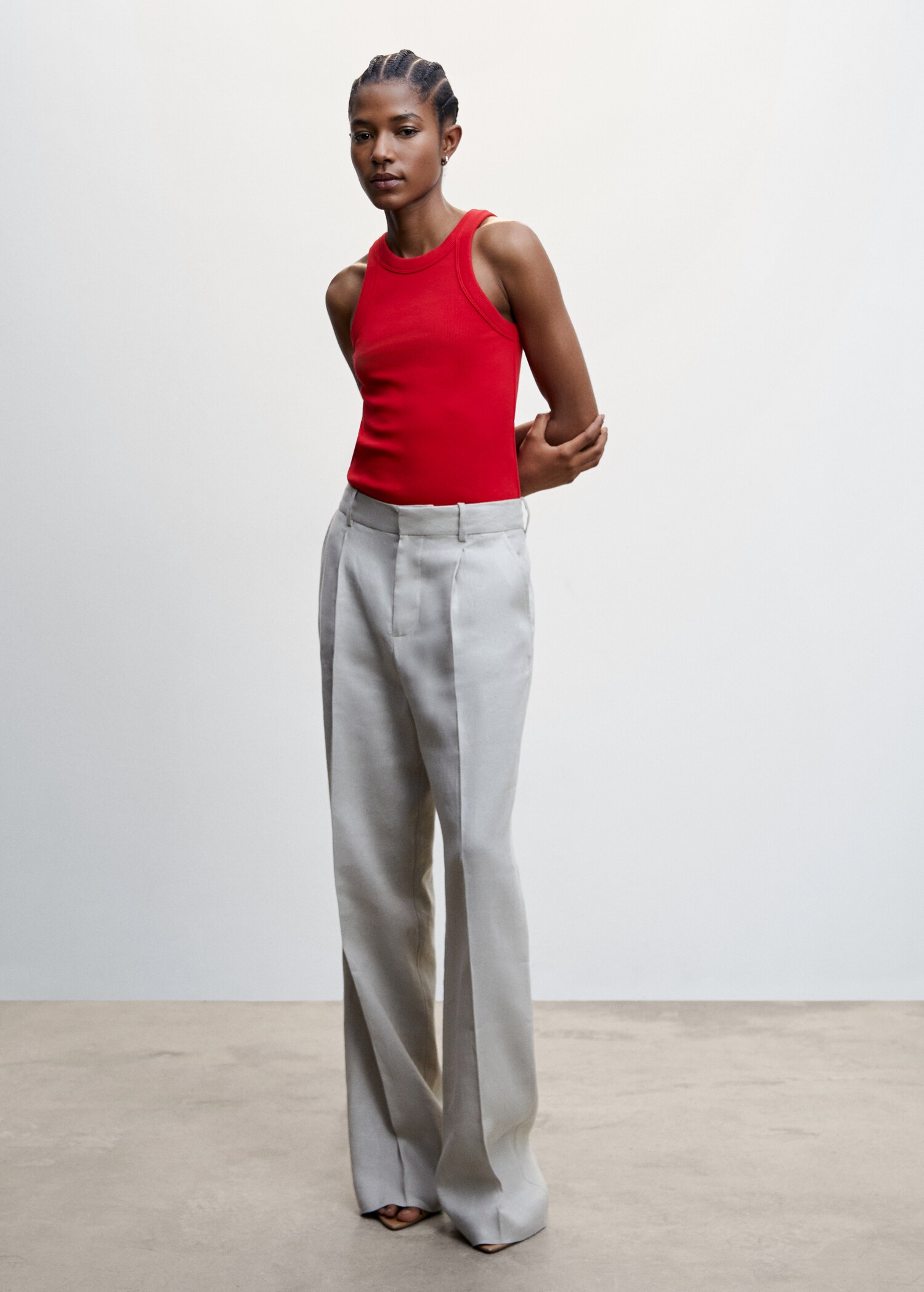 Ribbed cotton-blend top - General plane