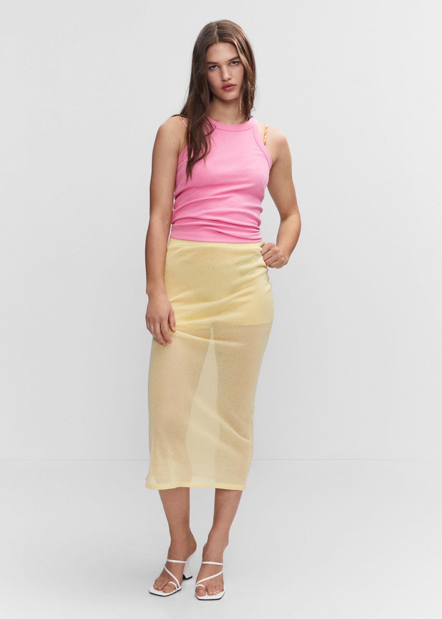 Ribbed cotton-blend top - General plane