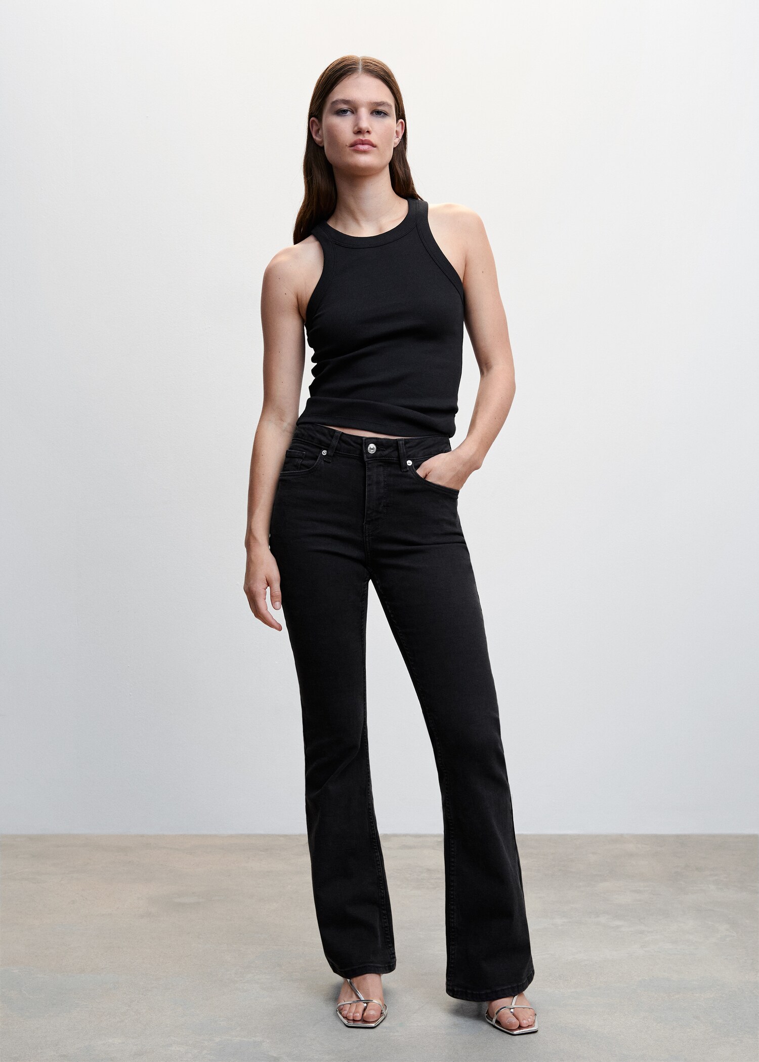 Ribbed cotton-blend top - General plane