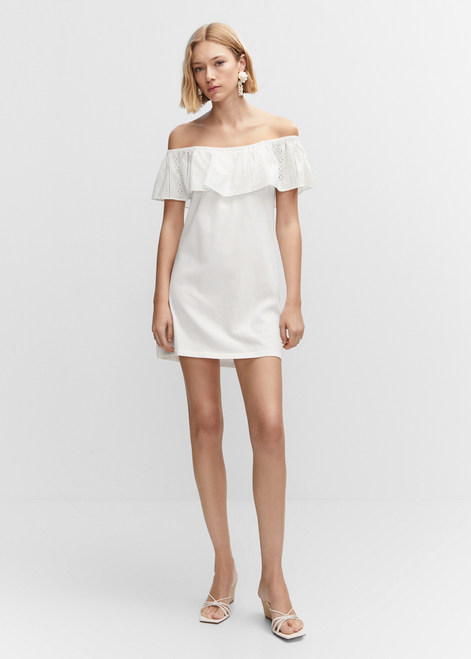 Embroidered flounce dress - General plane