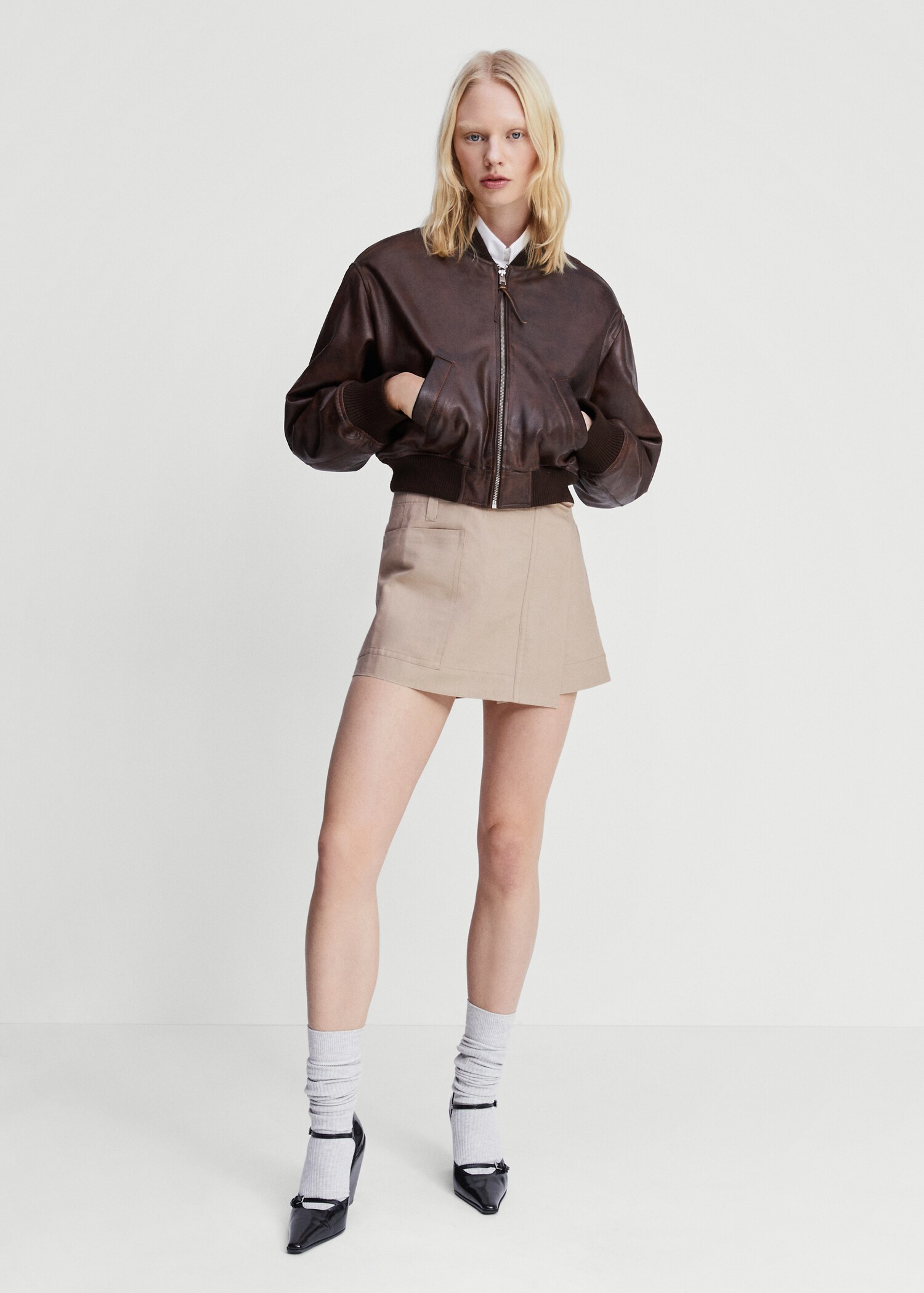 Wrap mini-skirt with pockets - General plane