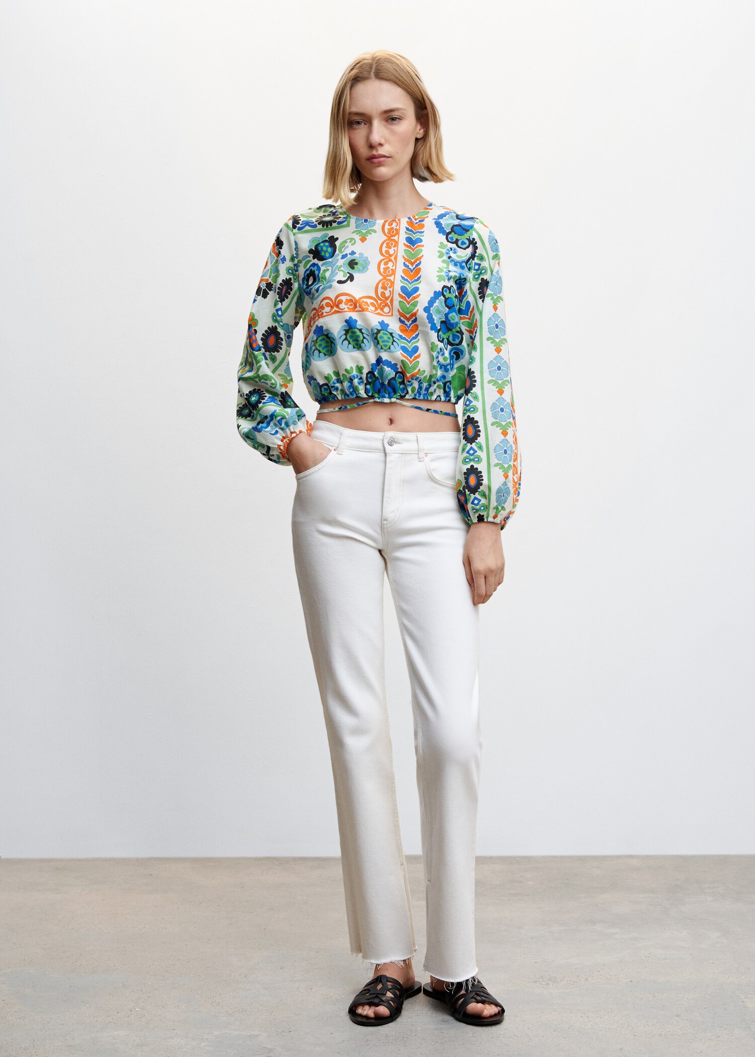 Printed puff sleeve blouse - General plane